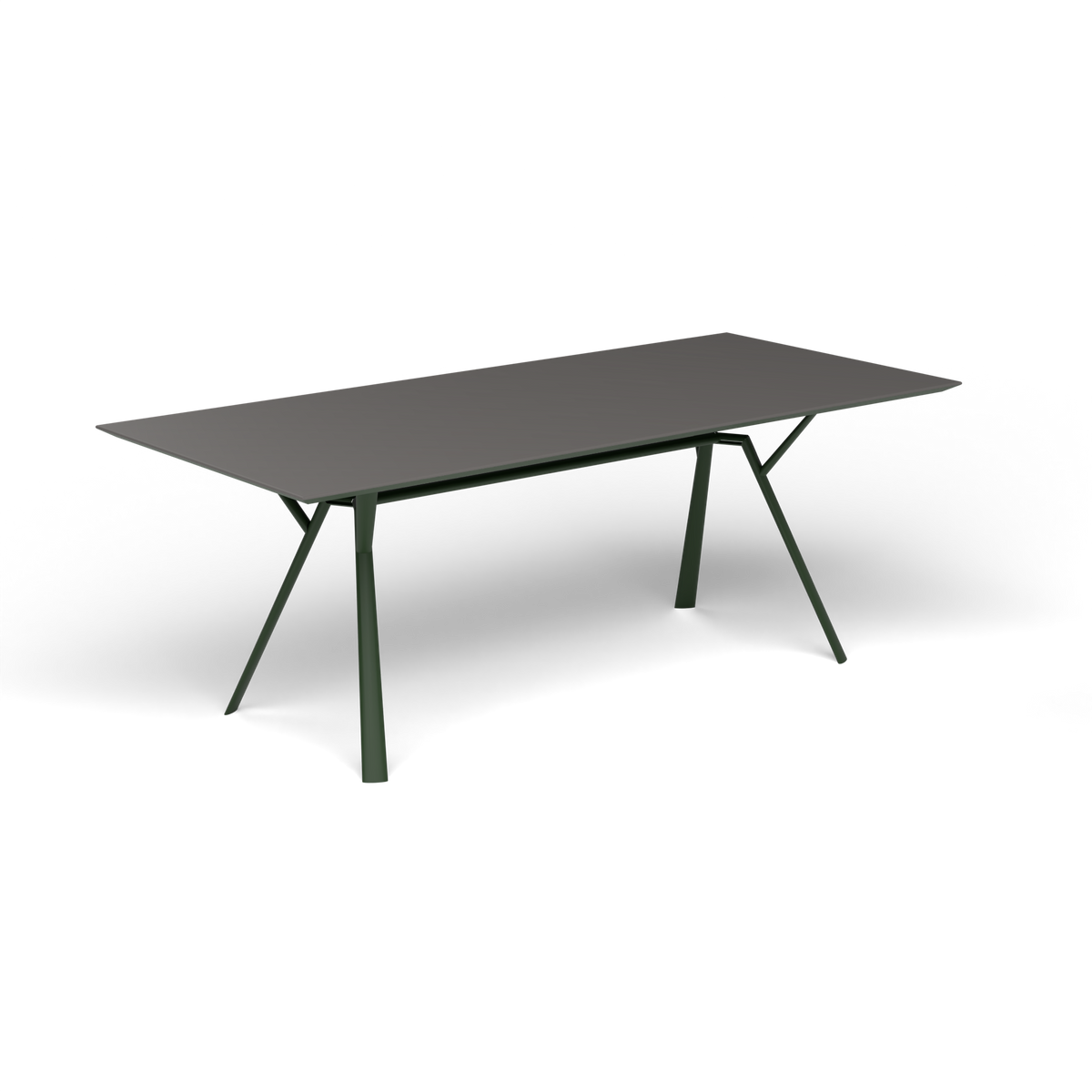 Radice Quadra Rechthoekige Tafel, 200 × 90 × h 74 cm, Bottle Green, Aluminium speckled Anthracite