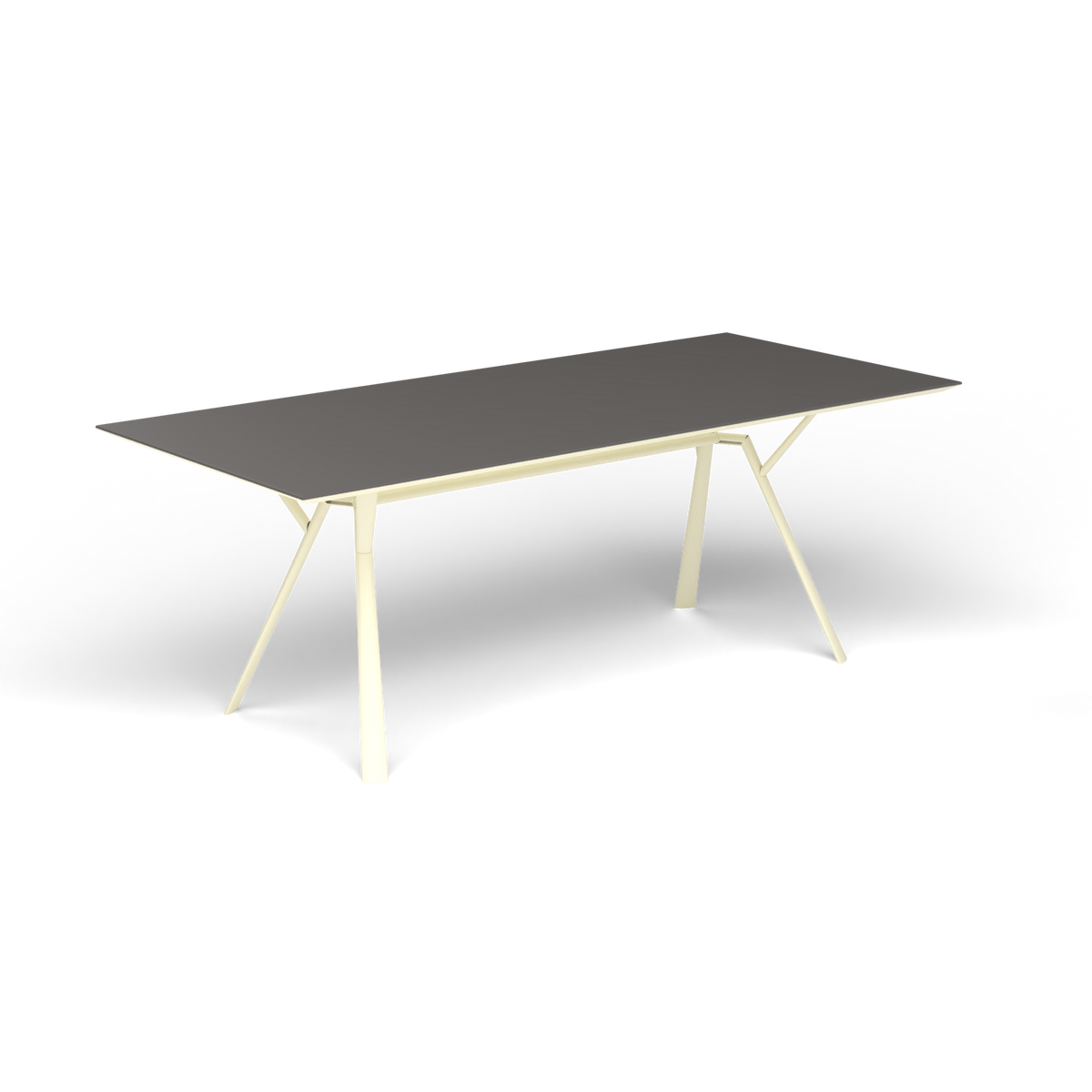Radice Quadra Rechthoekige Tafel, 200 × 90 × h 74 cm, Butter White, Aluminium speckled Anthracite