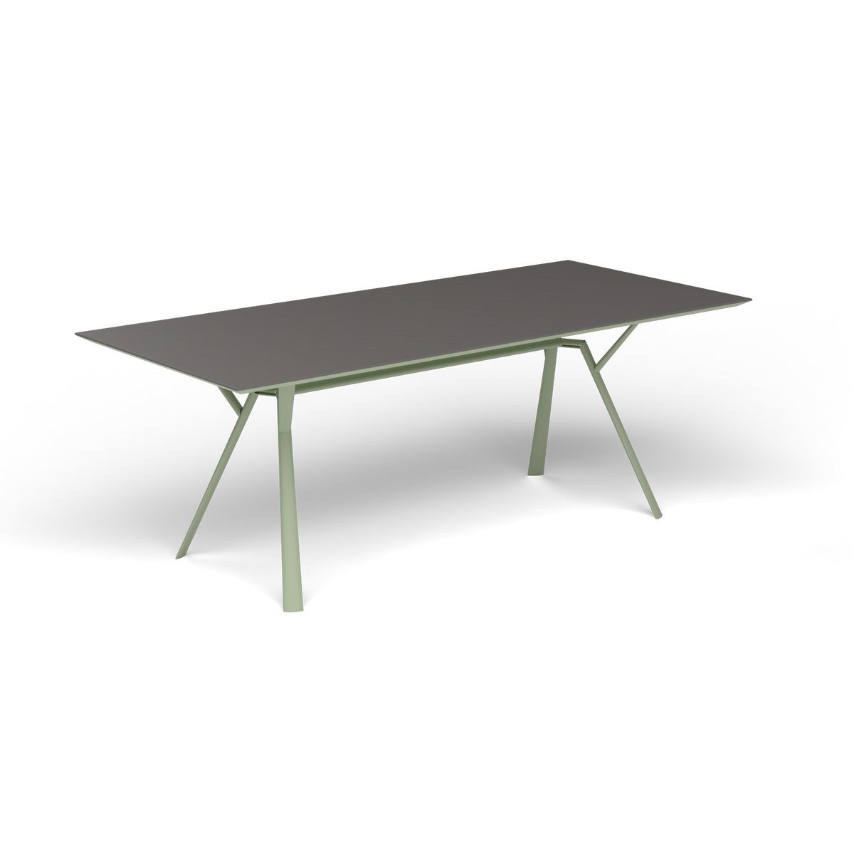Radice Quadra Rechthoekige Tafel, 200 × 90 × h 74 cm, Green Tea, Aluminium speckled Anthracite