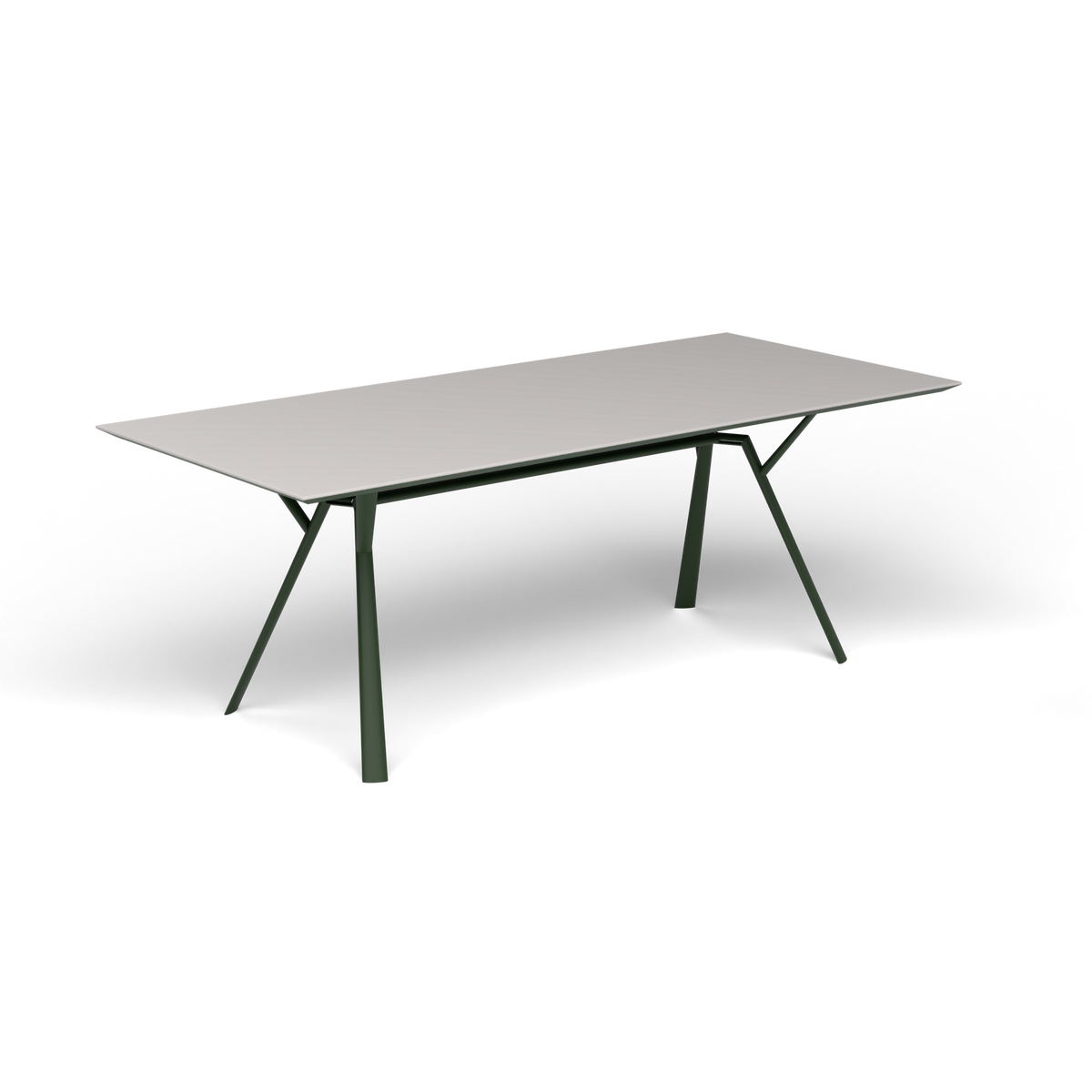 Radice Quadra Rechthoekige Tafel, 200 × 90 × h 74 cm, Bottle Green, Aluminium speckled Grey