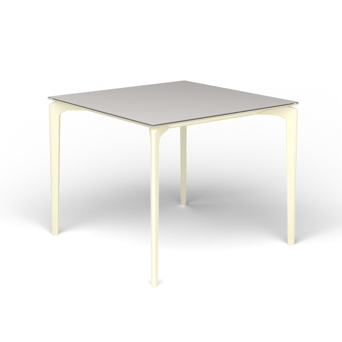 AllSize Vierkante Eettafel, 90 × 90 × 74 cm, Butter White, Aluminium speckled Grey