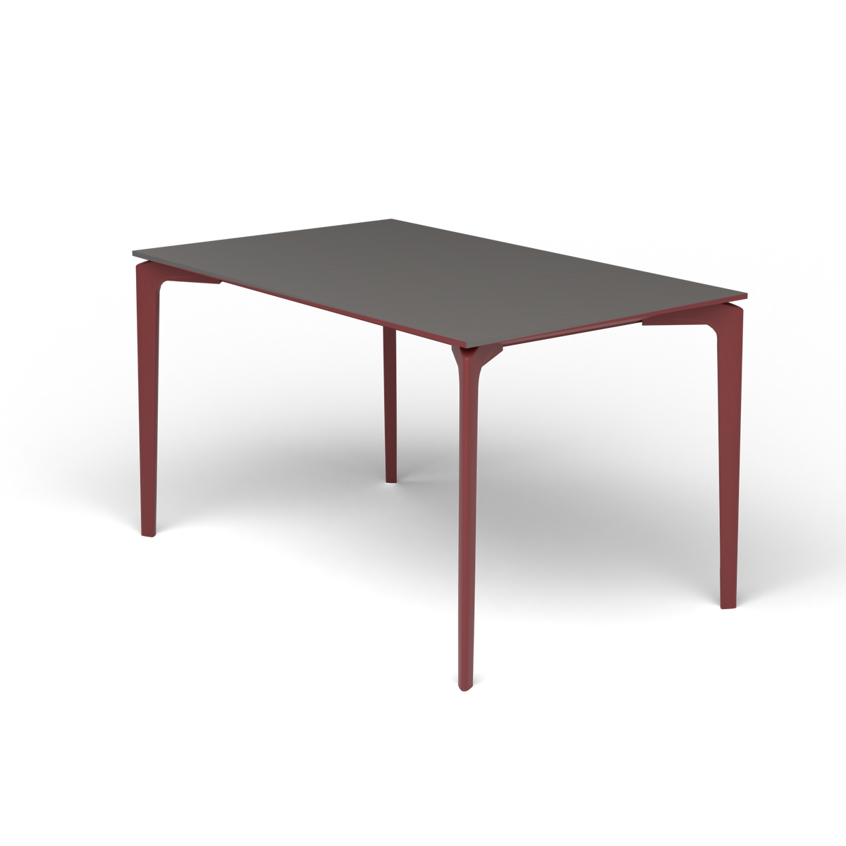 AllSize Rechthoekige Eettafel, 130 × 80 × 74 cm, Autumn Red, Aluminium speckled Anthracite
