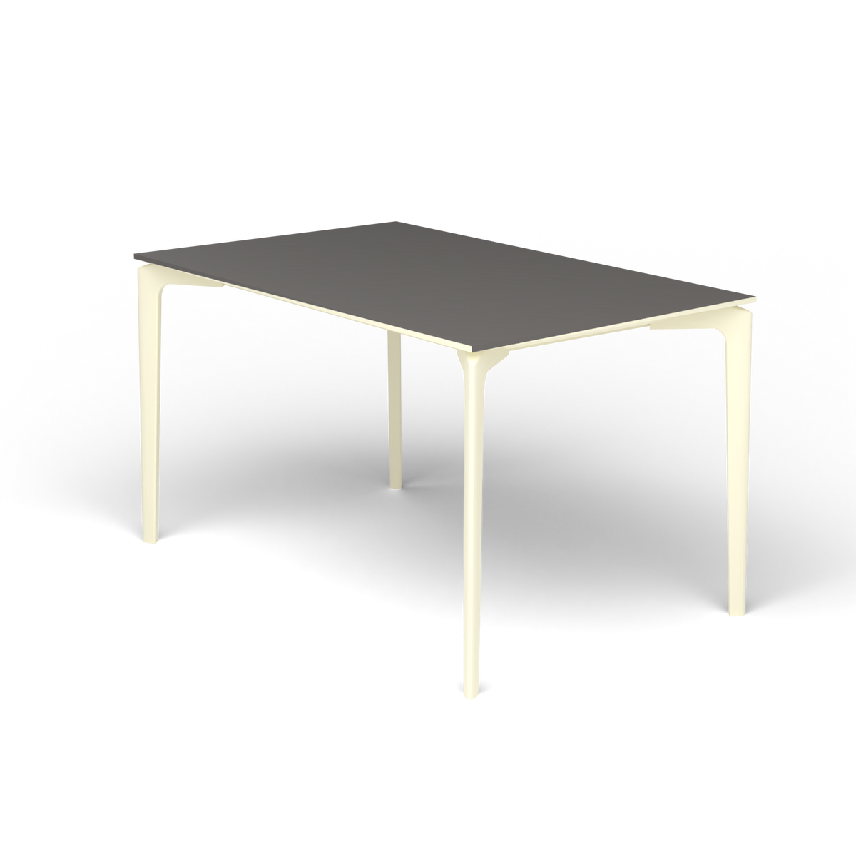 AllSize Rechthoekige Eettafel, 130 × 80 × 74 cm, Butter White, Aluminium speckled Anthracite