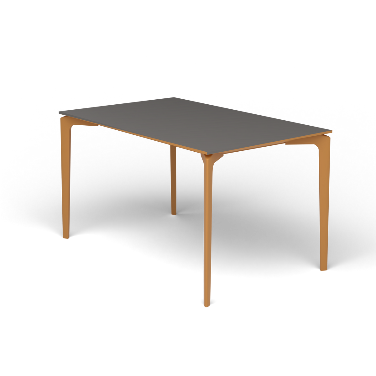AllSize Rechthoekige Eettafel, 130 × 80 × 74 cm, Mustard Yellow, Aluminium speckled Anthracite