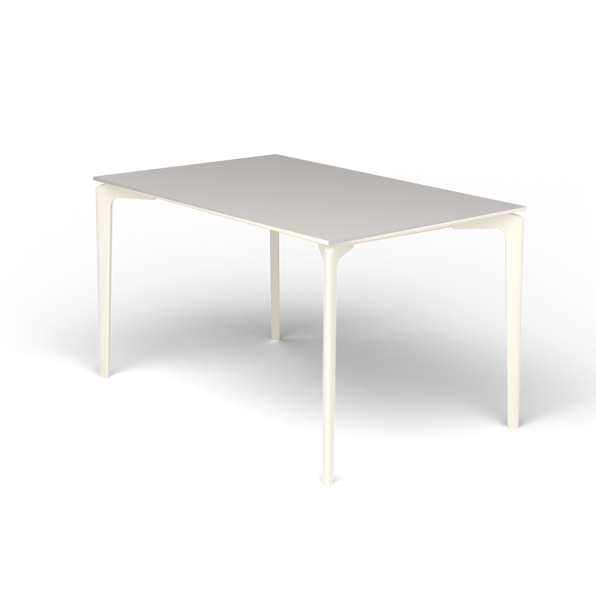 AllSize Rechthoekige Eettafel, 130 × 80 × 74 cm, Antique White, Aluminium speckled Grey