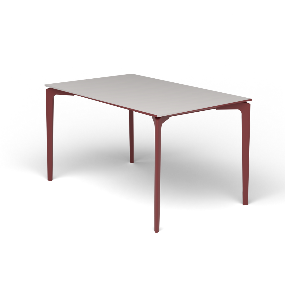 AllSize Rechthoekige Eettafel, 130 × 80 × 74 cm, Autumn Red, Aluminium speckled Grey