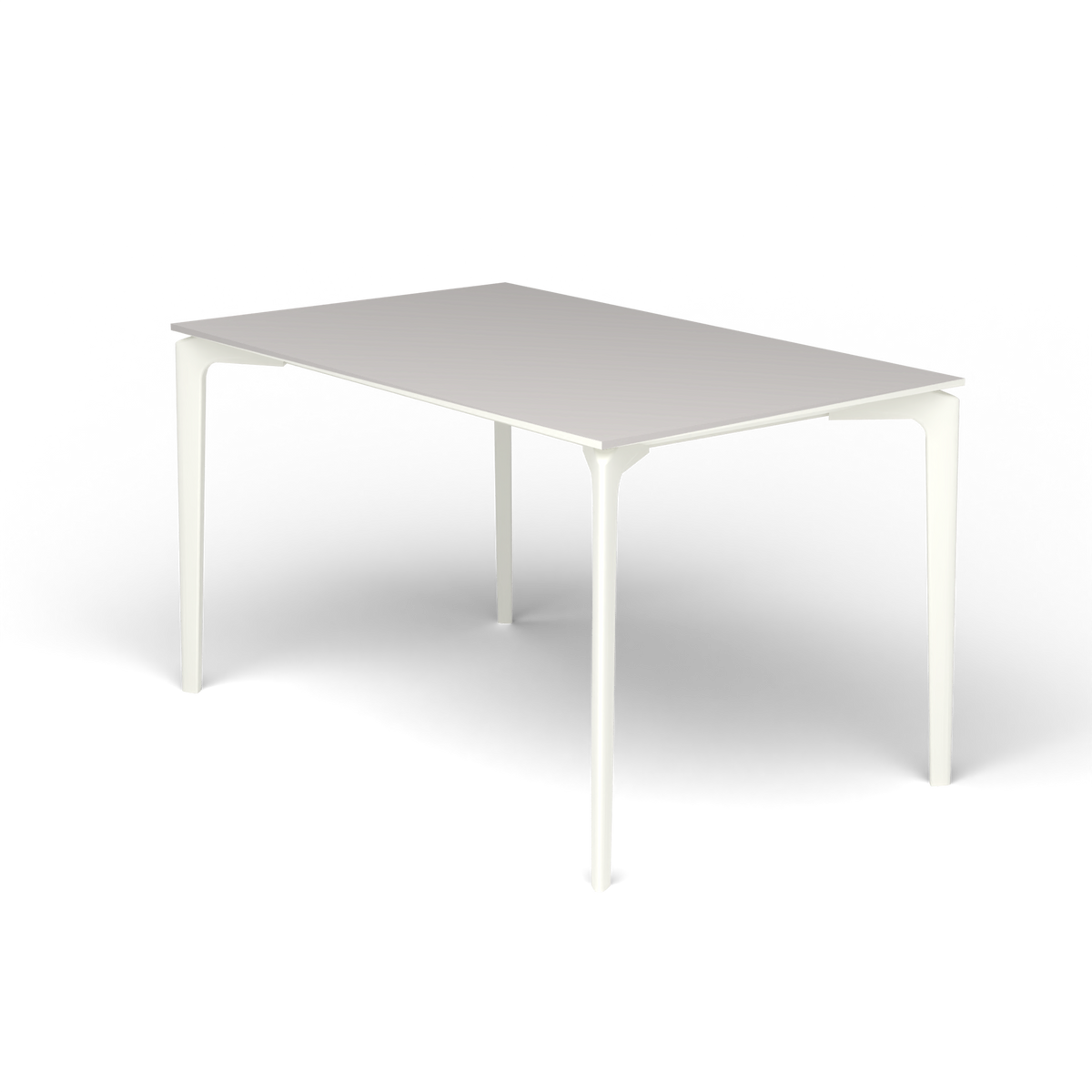 AllSize Rechthoekige Eettafel, 130 × 80 × 74 cm, White, Aluminium speckled Grey