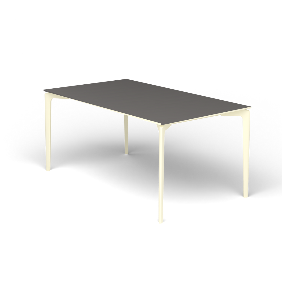 AllSize Rechthoekige Eettafel, 160 × 90 × 74 cm, Butter White, Aluminium speckled Anthracite