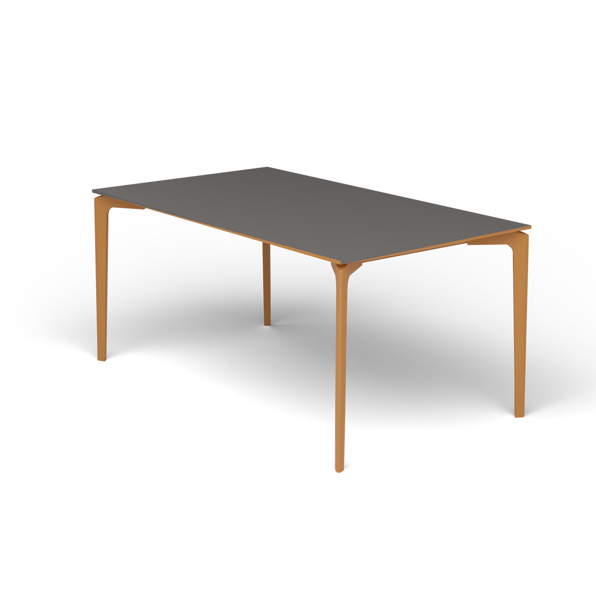 AllSize Rechthoekige Eettafel, 160 × 90 × 74 cm, Mustard Yellow, Aluminium speckled Anthracite