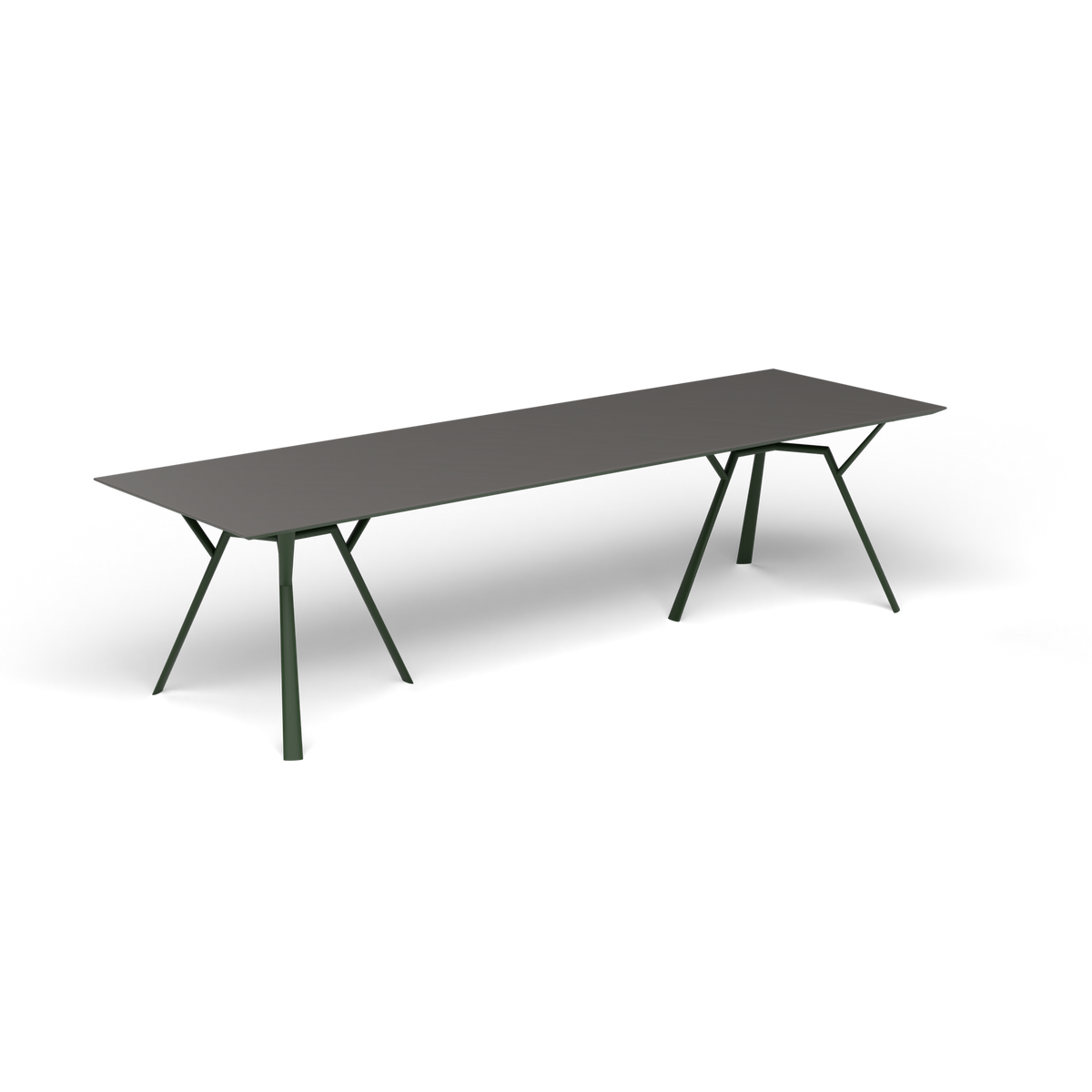 Radice Quadra Rechthoekige Tafel, 290 × 90 × h 74 cm, Bottle Green, Aluminium speckled Anthracite