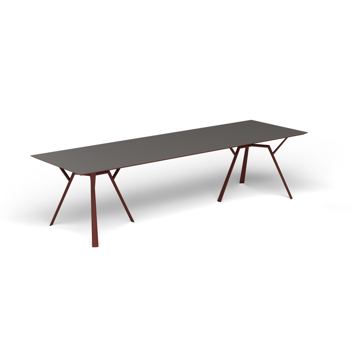 Radice Quadra Rechthoekige Tafel, 290 × 90 × h 74 cm, Chestnut Brown, Aluminium speckled Anthracite