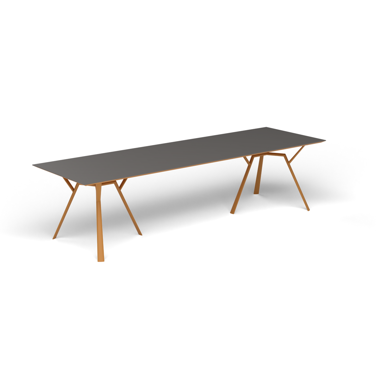 Radice Quadra Rechthoekige Tafel, 290 × 90 × h 74 cm, Mustard Yellow, Aluminium speckled Anthracite
