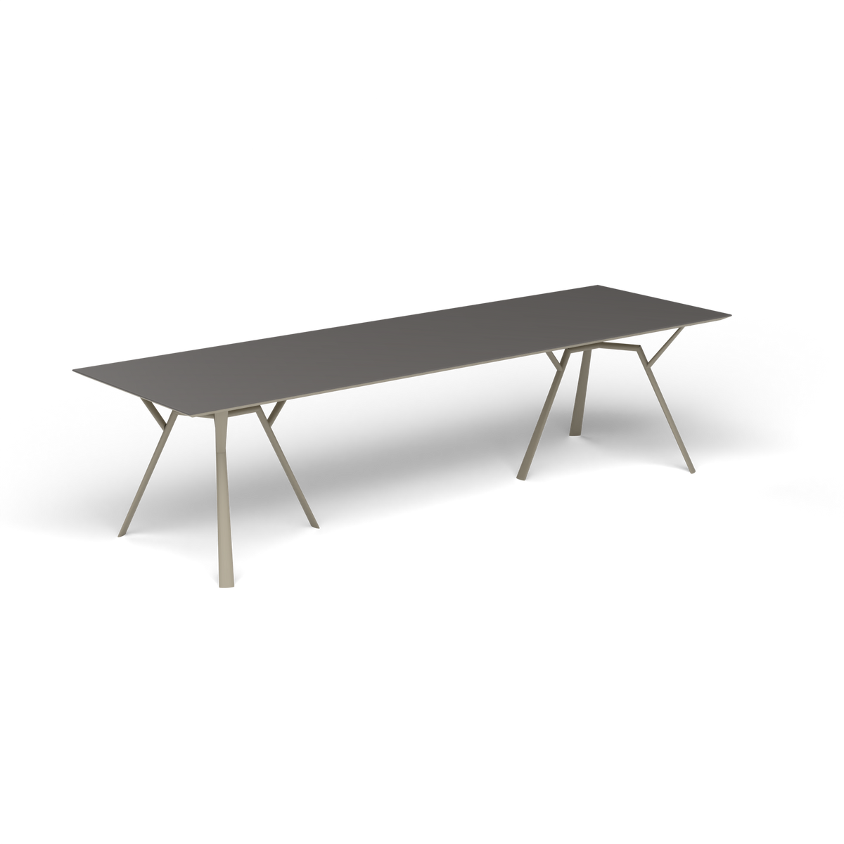 Radice Quadra Rechthoekige Tafel, 290 × 90 × h 74 cm, Pearly Gold, Aluminium speckled Anthracite