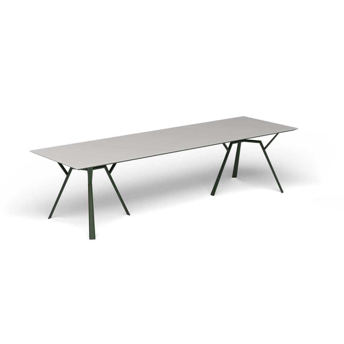 Radice Quadra Rechthoekige Tafel, 290 × 90 × h 74 cm, Bottle Green, Aluminium speckled Grey