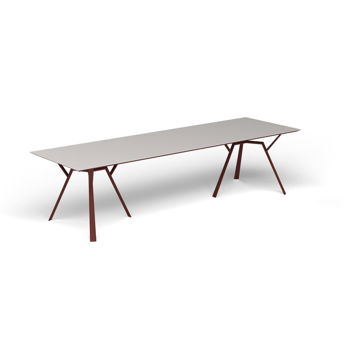 Radice Quadra Rechthoekige Tafel, 290 × 90 × h 74 cm, Chestnut Brown, Aluminium speckled Grey