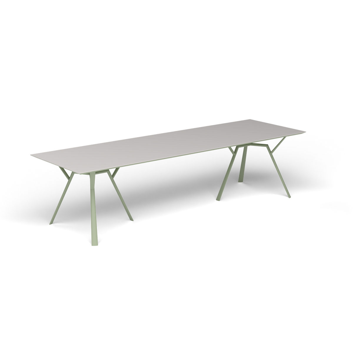 Radice Quadra Rechthoekige Tafel, 290 × 90 × h 74 cm, Green Tea, Aluminium speckled Grey