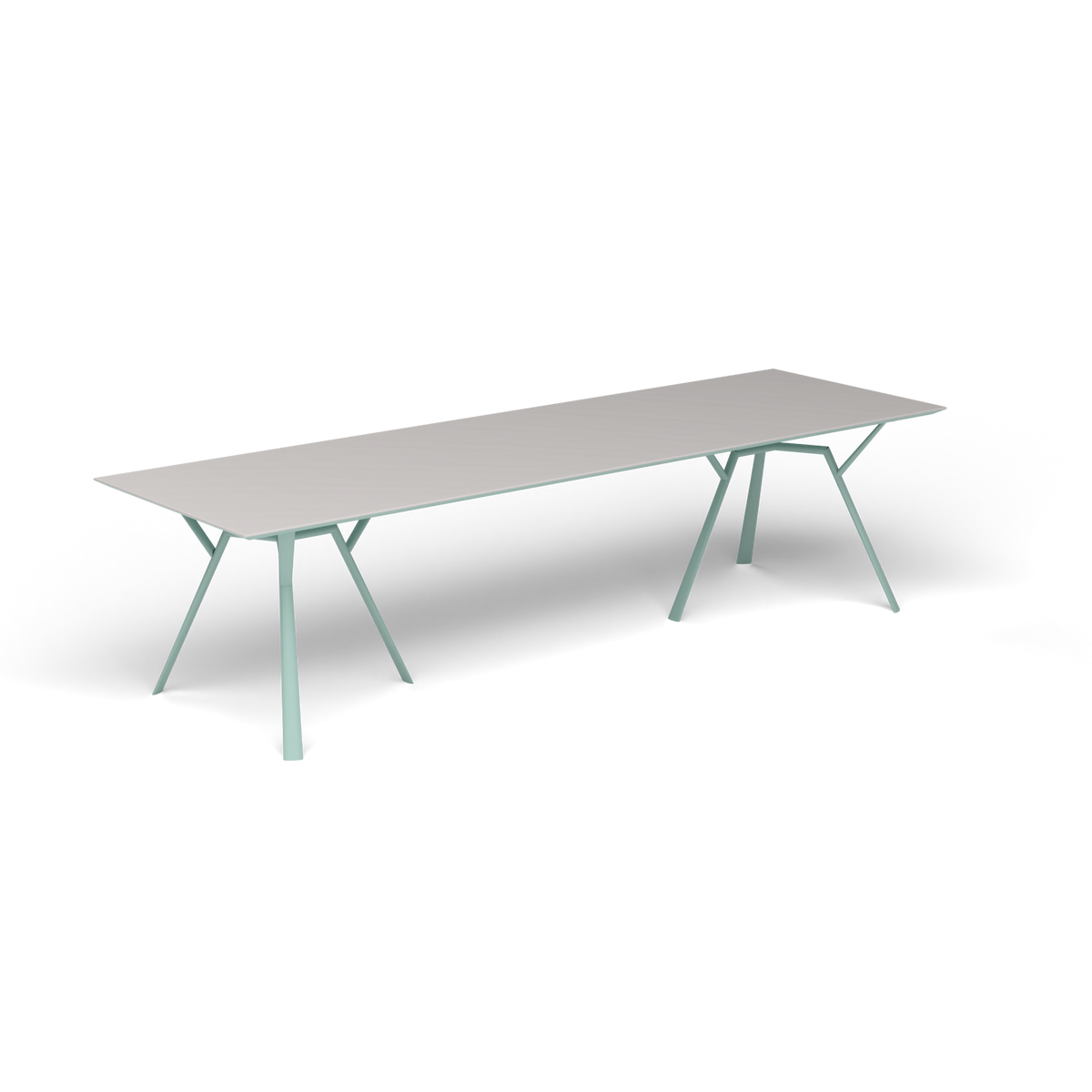 Radice Quadra Rechthoekige Tafel, 290 × 90 × h 74 cm, Light Blue, Aluminium speckled Grey