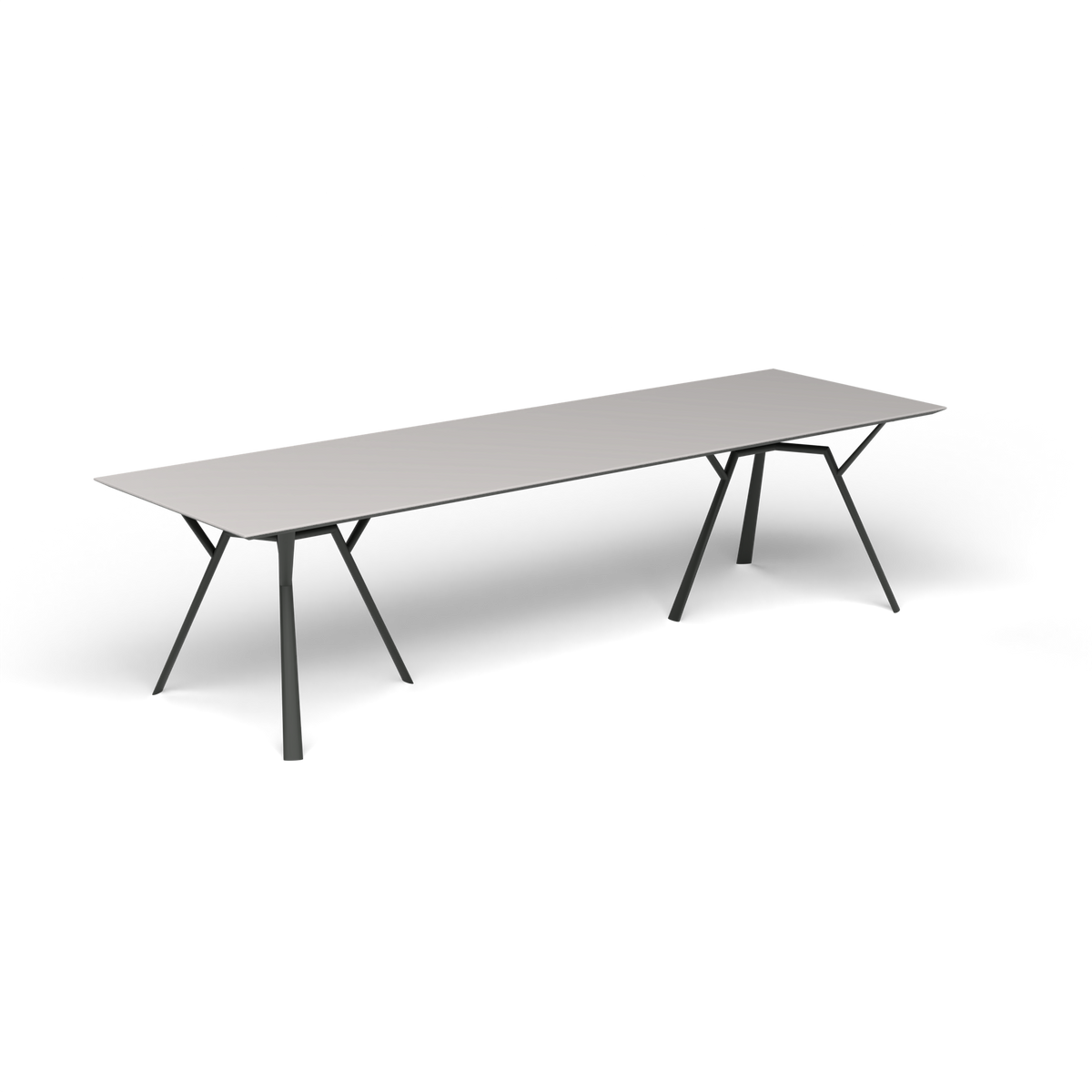 Radice Quadra Rechthoekige Tafel, 290 × 90 × h 74 cm, Metallic Grey, Aluminium speckled Grey