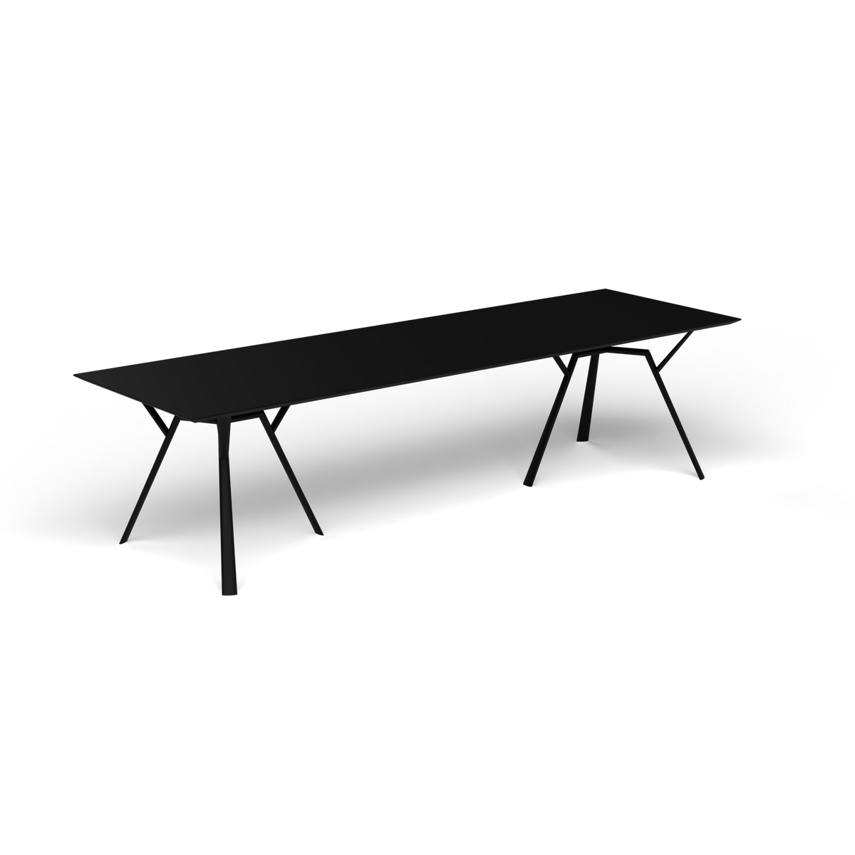 Radice Quadra Rechthoekige Tafel, 290 × 90 × h 74 cm, Black, Gelakt aluminium (volgt onderstelkleur)