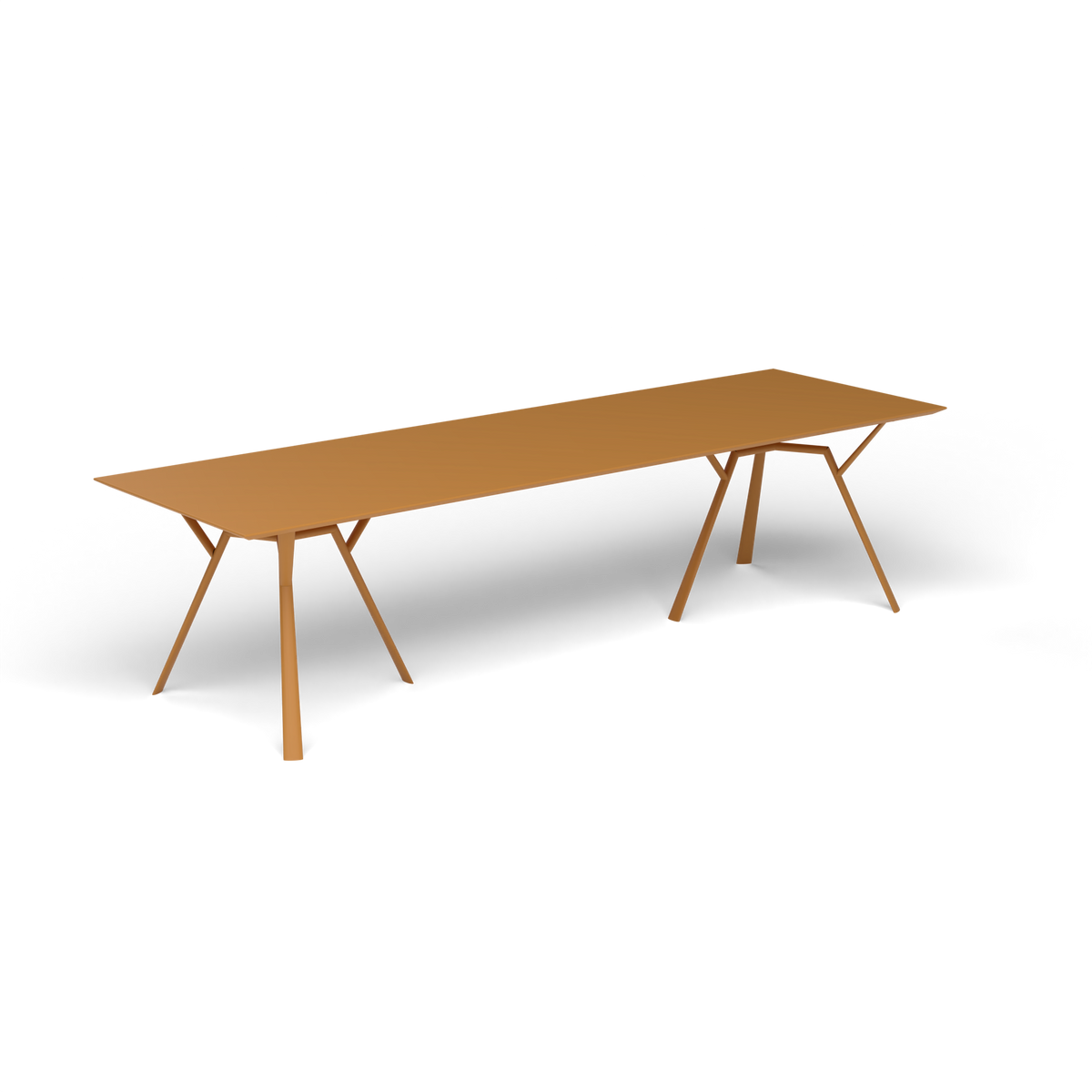 Radice Quadra Rechthoekige Tafel, 290 × 90 × h 74 cm, Mustard Yellow, Gelakt aluminium (volgt onderstelkleur)