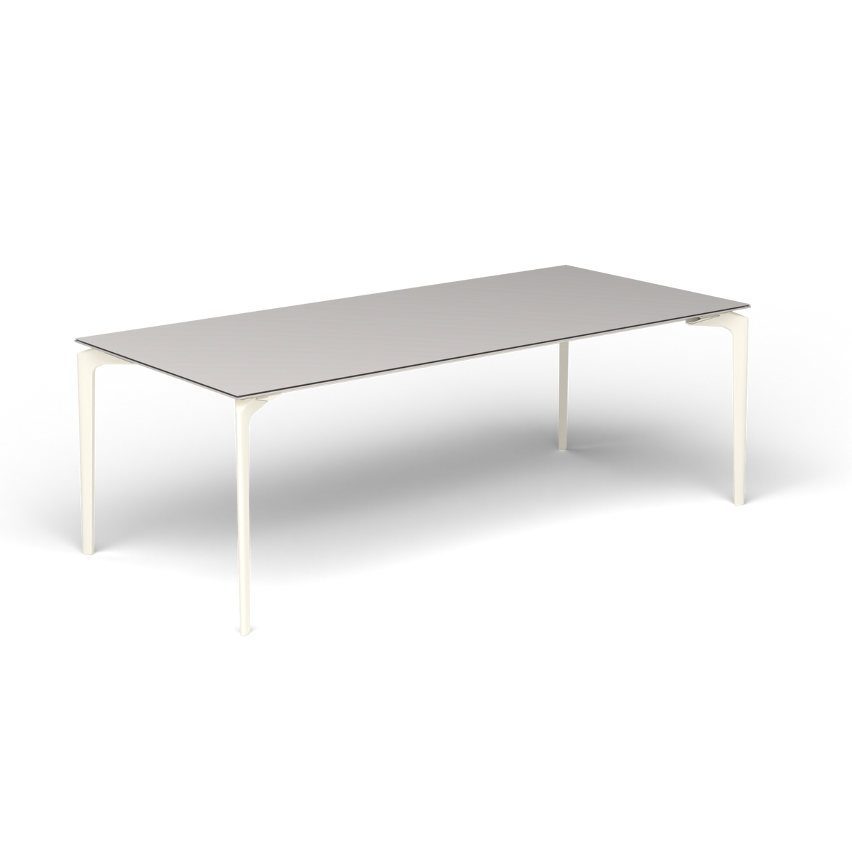 AllSize Uitschuifbare Eettafel, 220-270 × 100 × 76 cm, Antique White, Aluminium speckled Grey