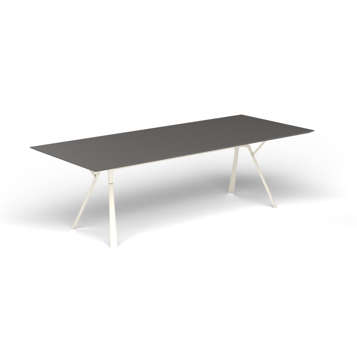Radice Quadra Rechthoekige Tafel, 240 × 100 × h 74 cm, Antique White, Aluminium speckled Anthracite
