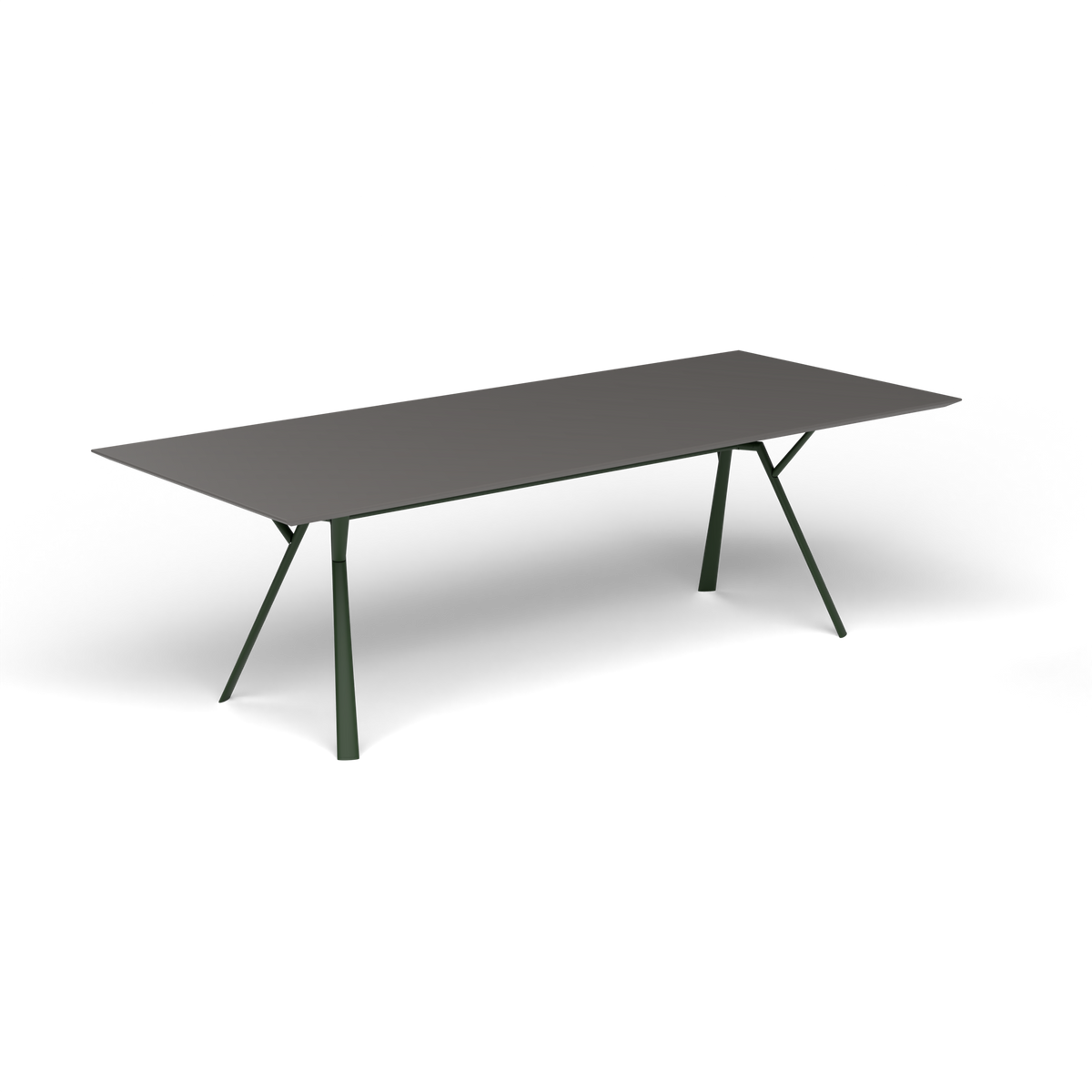Radice Quadra Rechthoekige Tafel, 240 × 100 × h 74 cm, Bottle Green, Aluminium speckled Anthracite