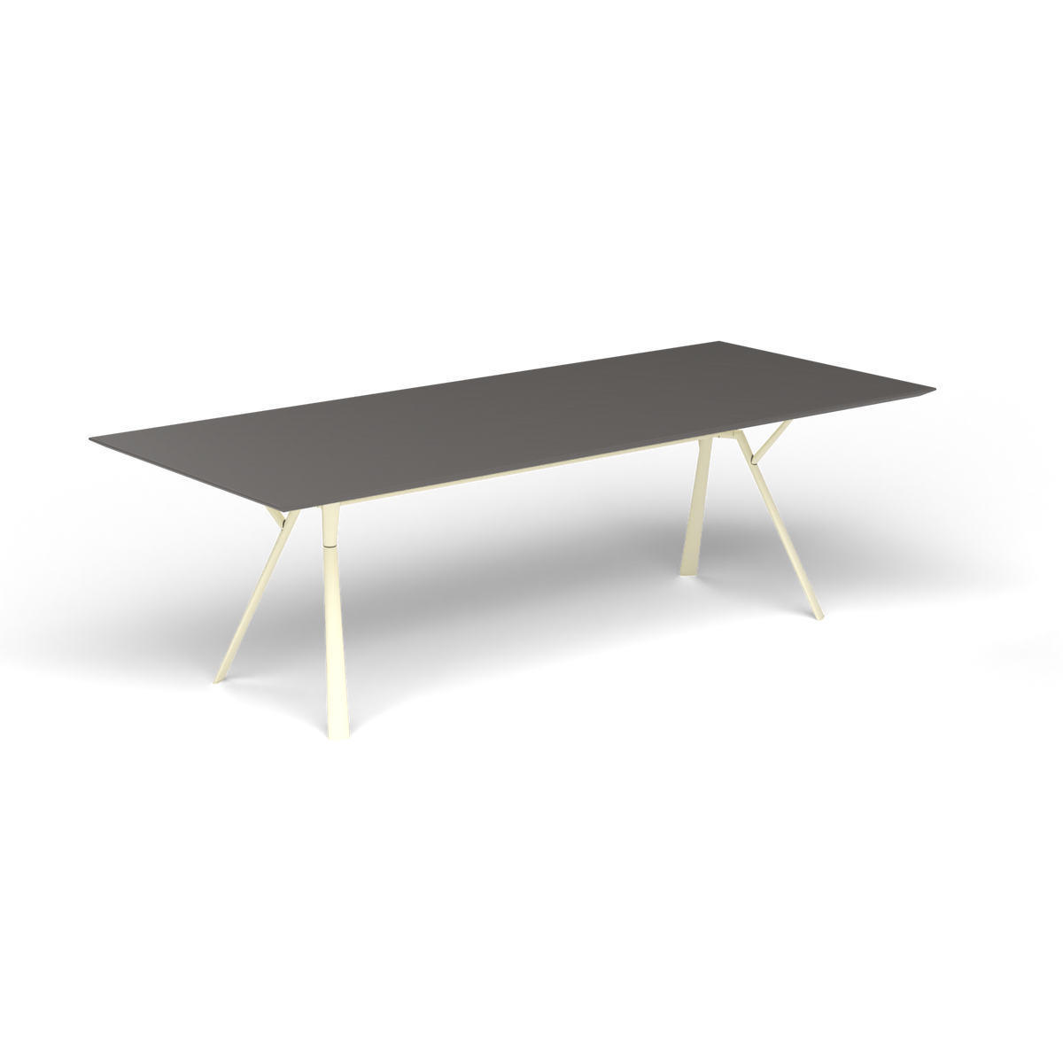 Radice Quadra Rechthoekige Tafel, 240 × 100 × h 74 cm, Butter White, Aluminium speckled Anthracite