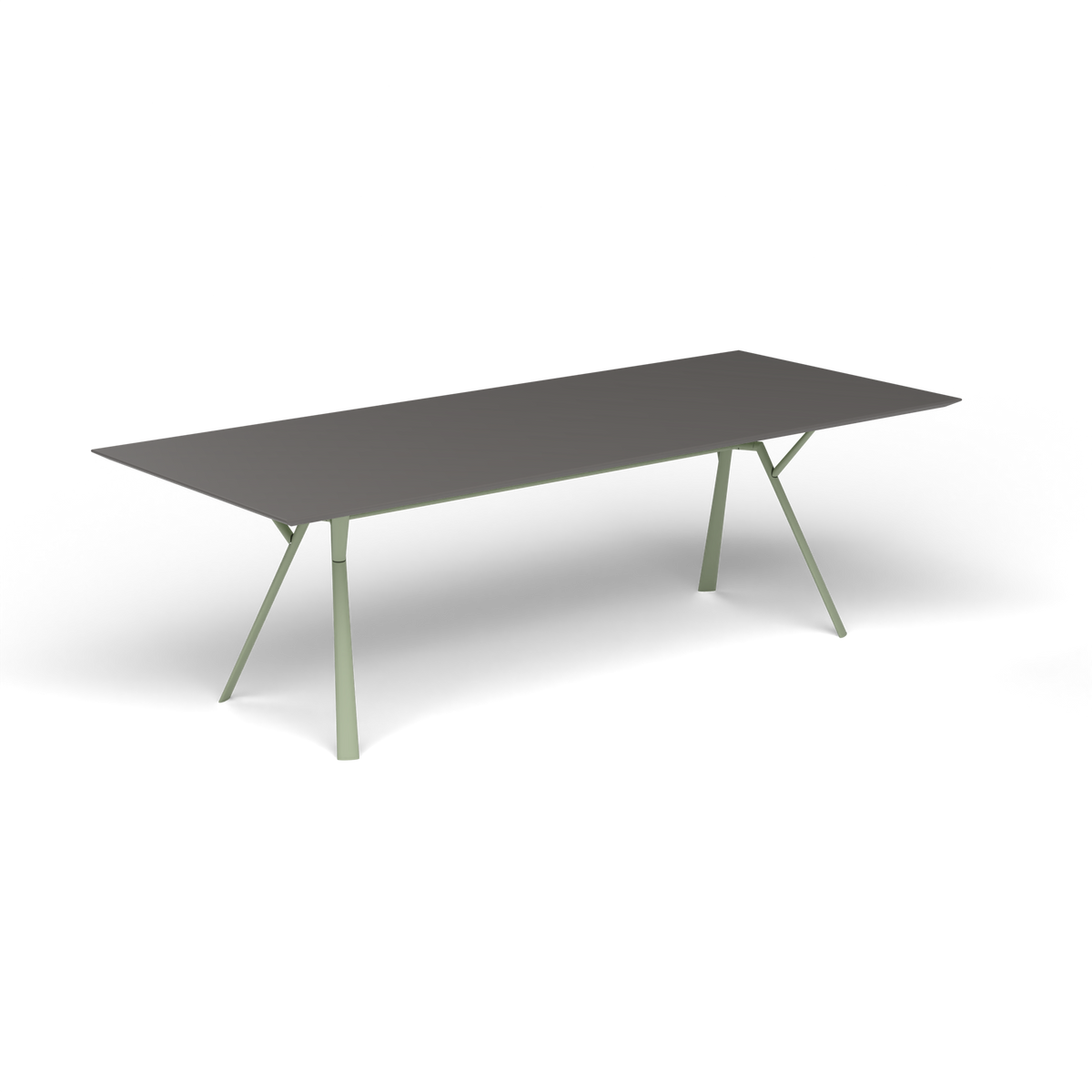 Radice Quadra Rechthoekige Tafel, 240 × 100 × h 74 cm, Green Tea, Aluminium speckled Anthracite