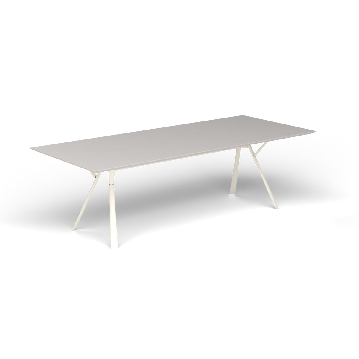 Radice Quadra Rechthoekige Tafel, 240 × 100 × h 74 cm, Antique White, Aluminium speckled Grey