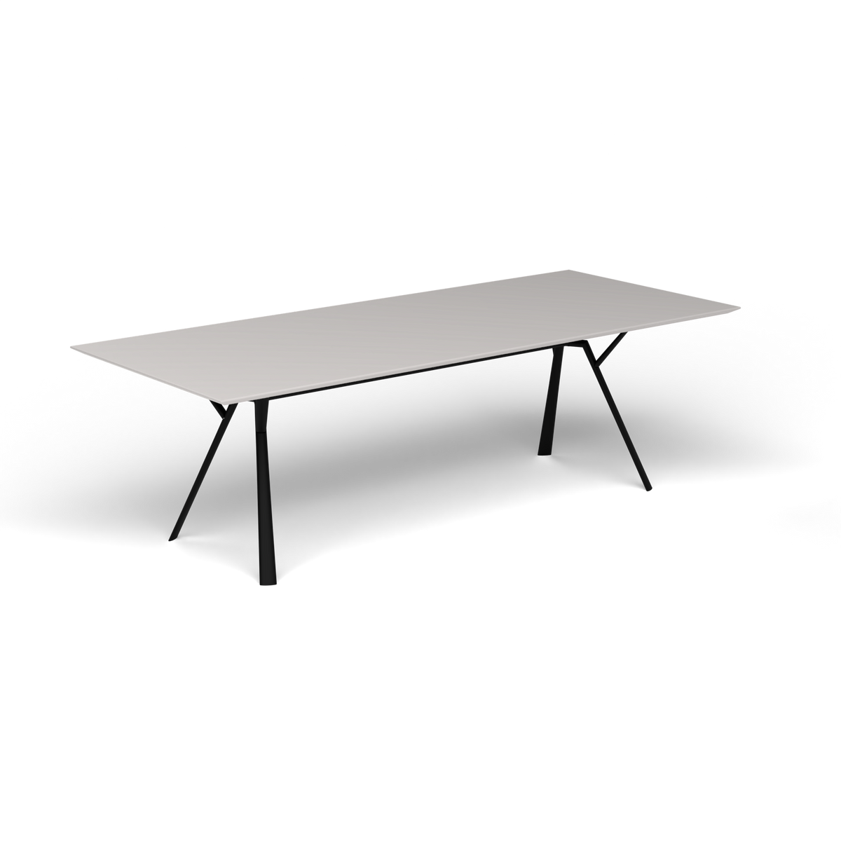 Radice Quadra Rechthoekige Tafel, 240 × 100 × h 74 cm, Black, Aluminium speckled Grey