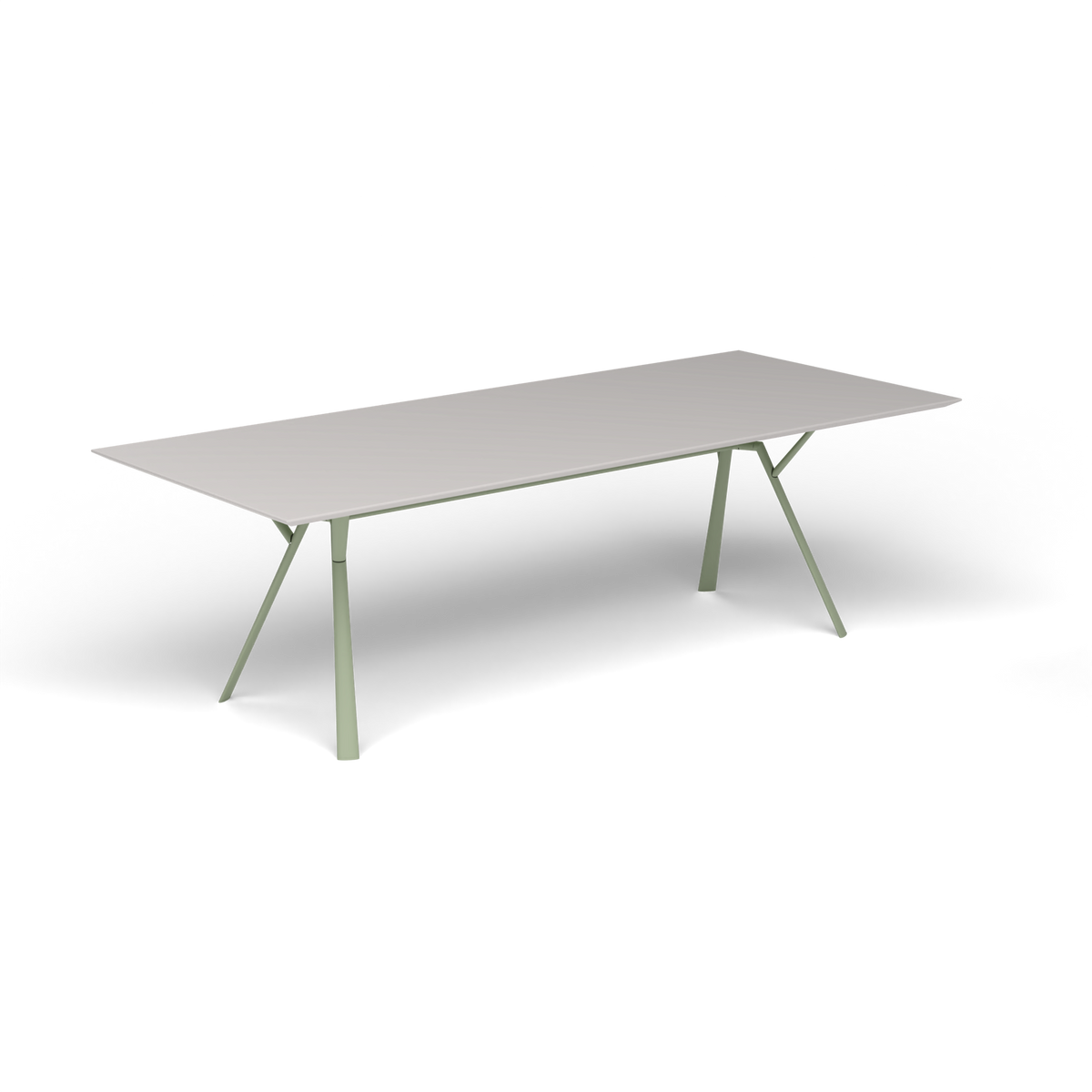 Radice Quadra Rechthoekige Tafel, 240 × 100 × h 74 cm, Green Tea, Aluminium speckled Grey