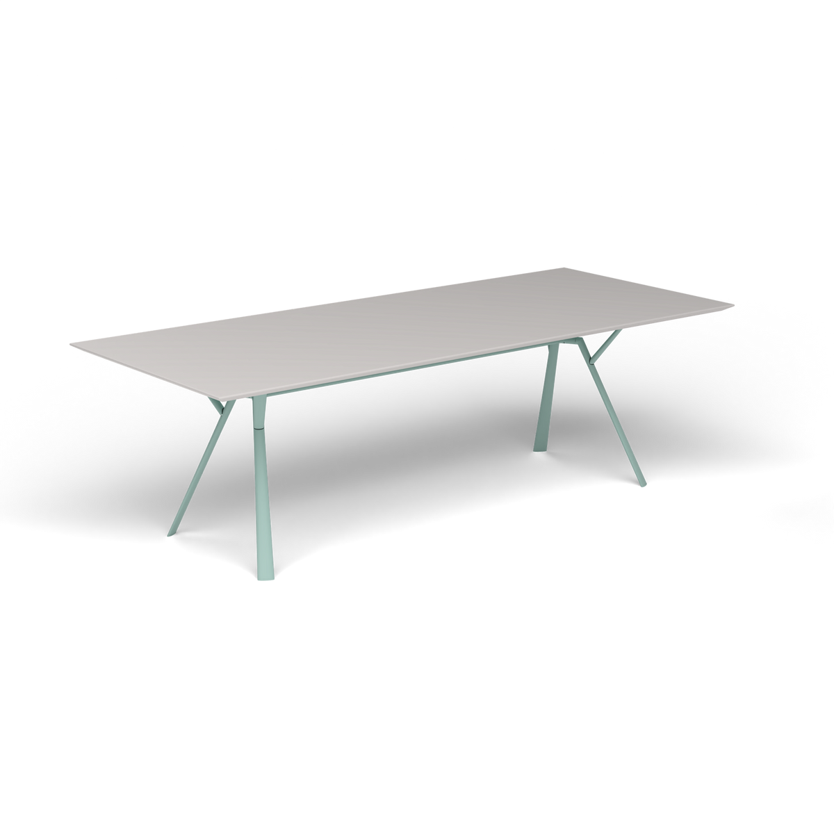 Radice Quadra Rechthoekige Tafel, 240 × 100 × h 74 cm, Light Blue, Aluminium speckled Grey