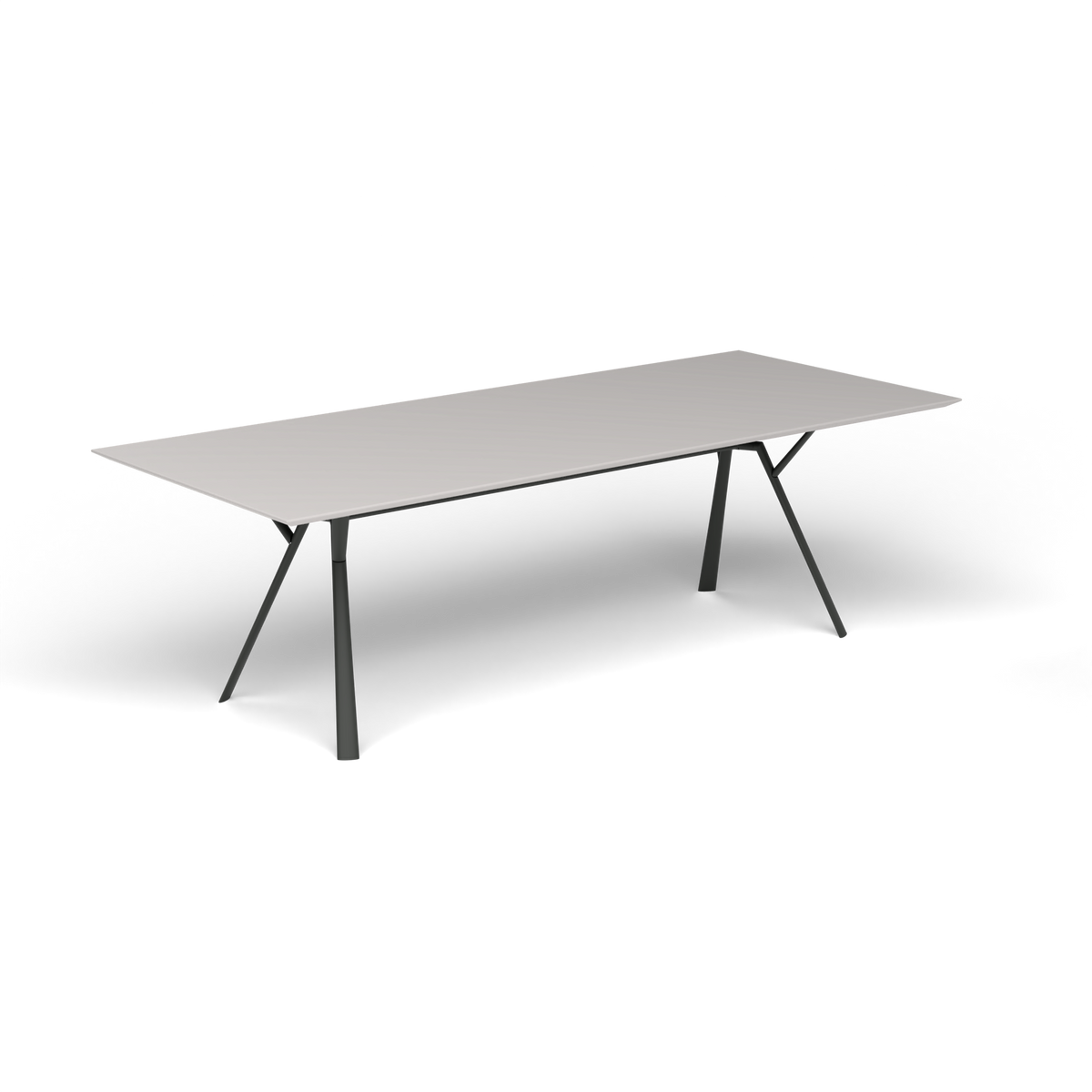 Radice Quadra Rechthoekige Tafel, 240 × 100 × h 74 cm, Metallic Grey, Aluminium speckled Grey