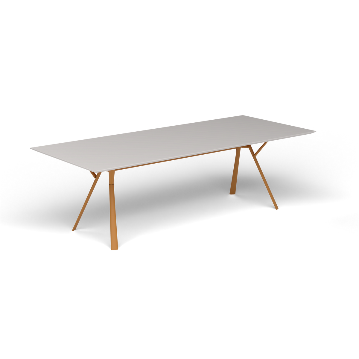 Radice Quadra Rechthoekige Tafel, 240 × 100 × h 74 cm, Mustard Yellow, Aluminium speckled Grey