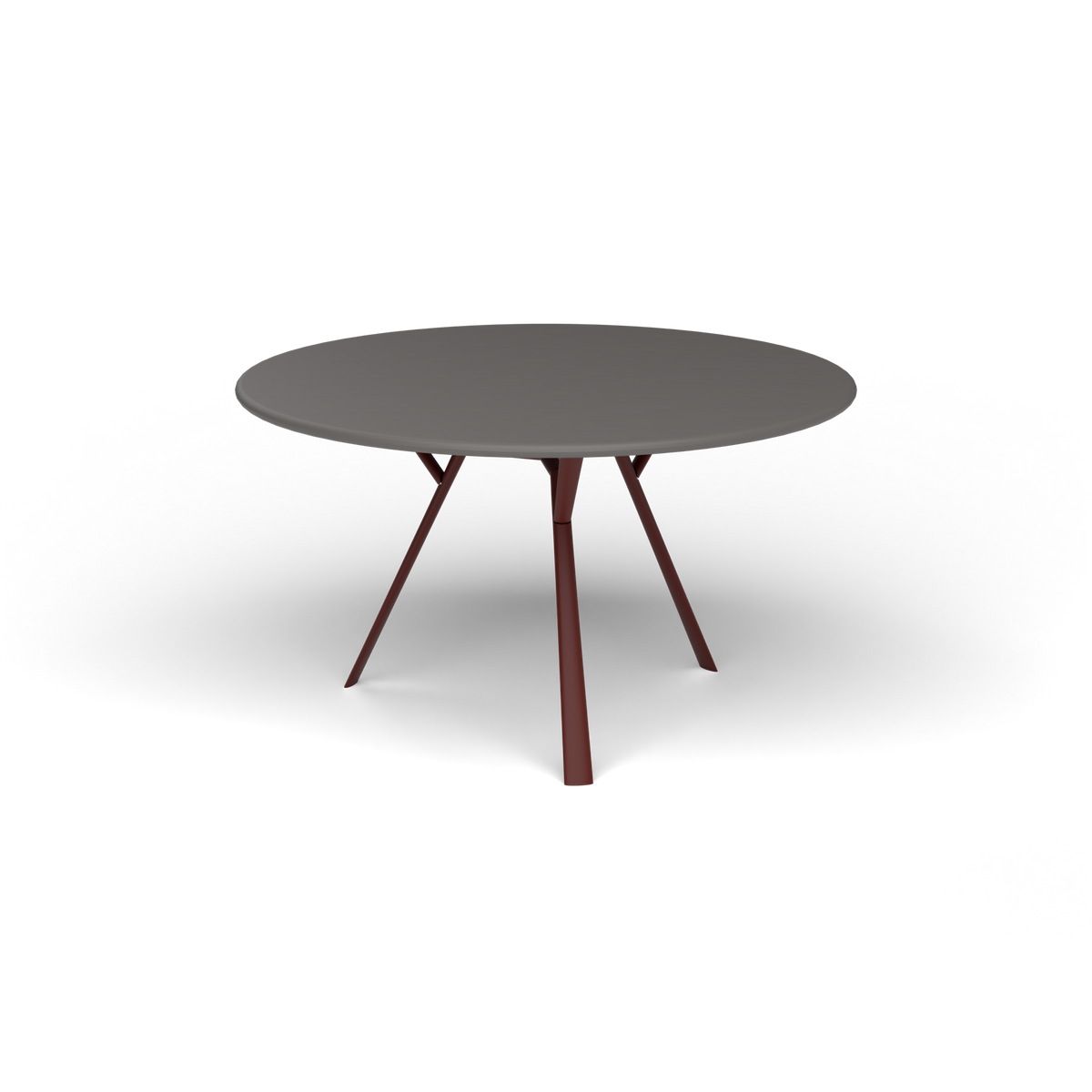 Radice Quadra Ronde Tafel, Ø 130 × h 74 cm, Chestnut Brown, Aluminium speckled Anthracite