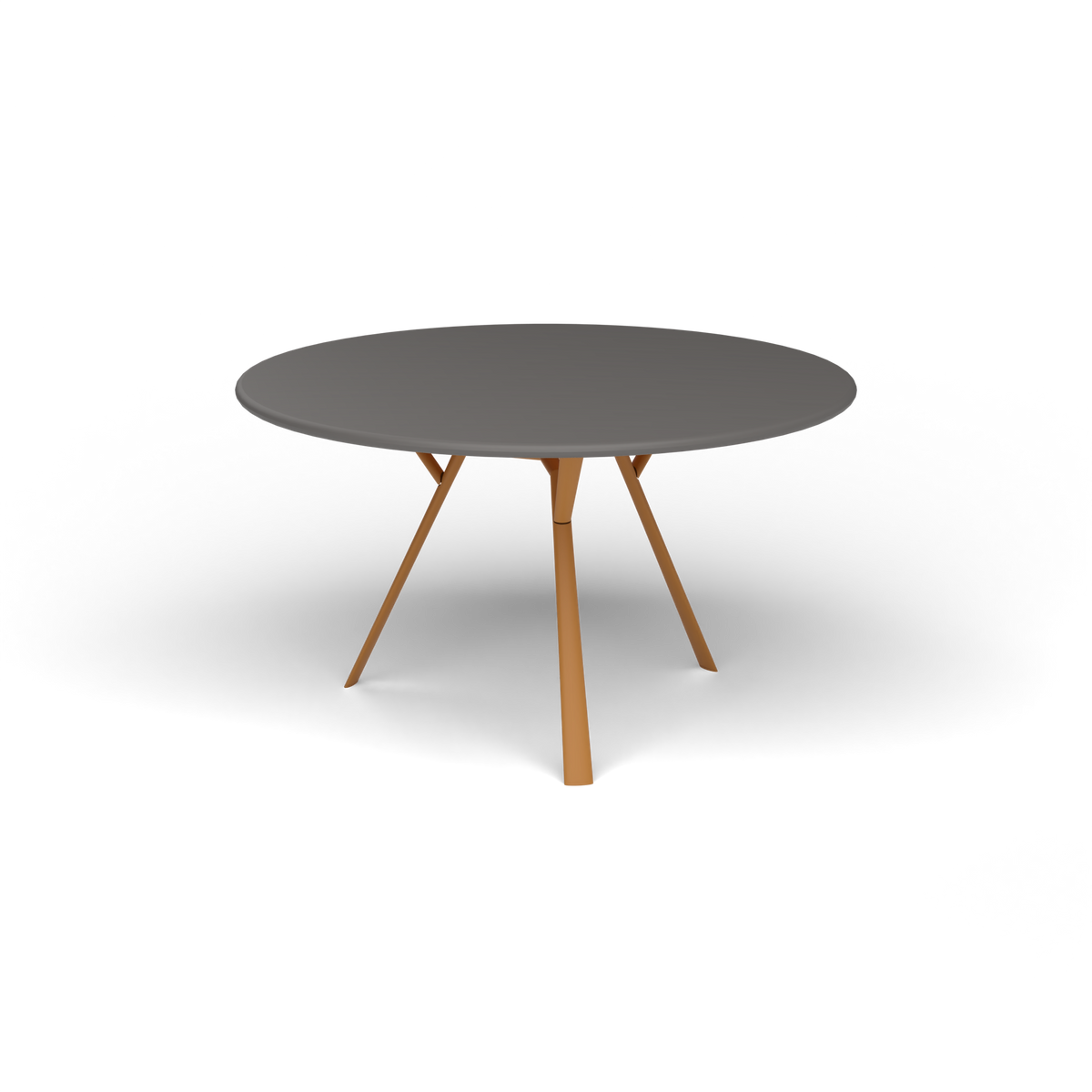 Radice Quadra Ronde Tafel, Ø 130 × h 74 cm, Mustard Yellow, Aluminium speckled Anthracite