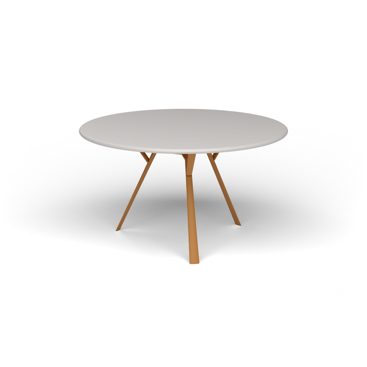 Radice Quadra Ronde Tafel, Ø 130 × h 74 cm, Mustard Yellow, Aluminium speckled Grey