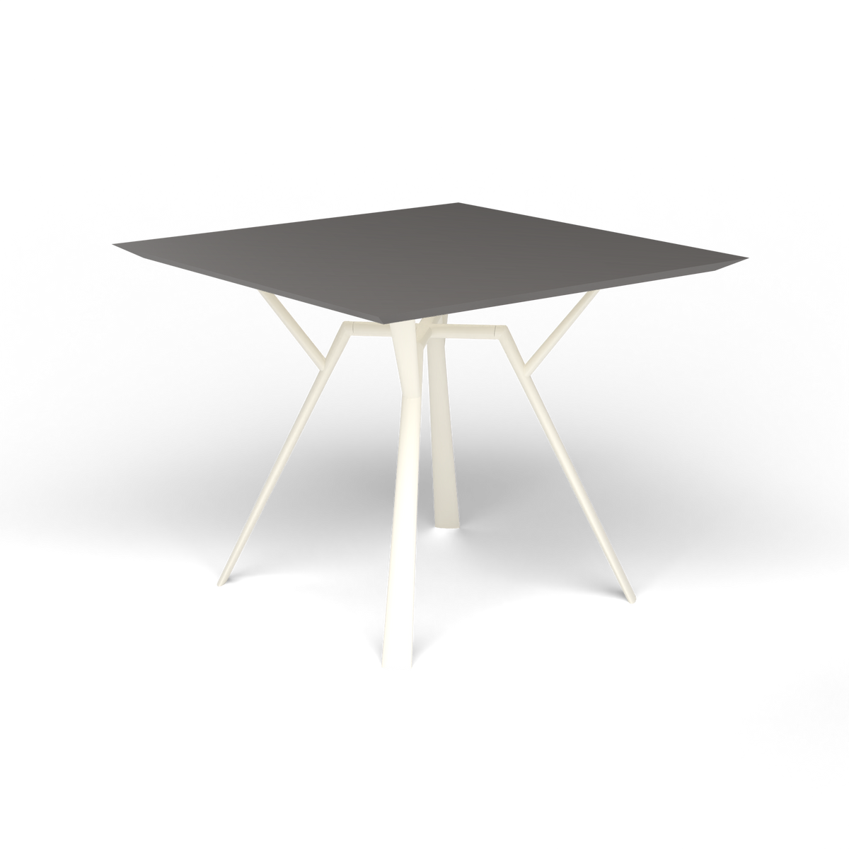 Radice Quadra Vierkante Tafel, 90 × 90 × h 74 cm, Antique White, Aluminium speckled Anthracite