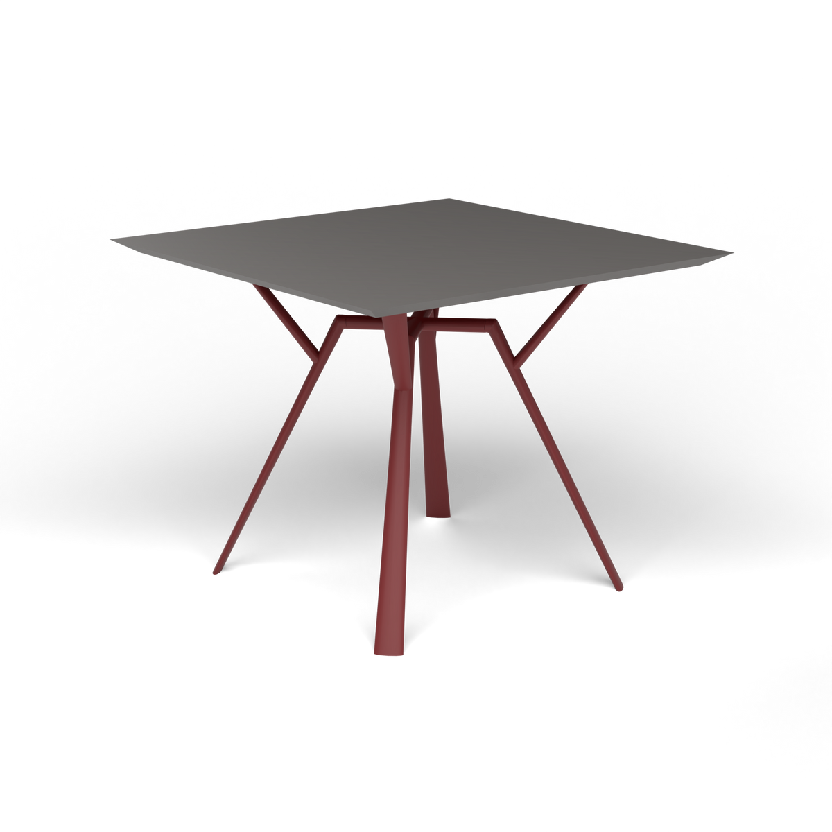 Radice Quadra Vierkante Tafel, 90 × 90 × h 74 cm, Autumn Red, Aluminium speckled Anthracite