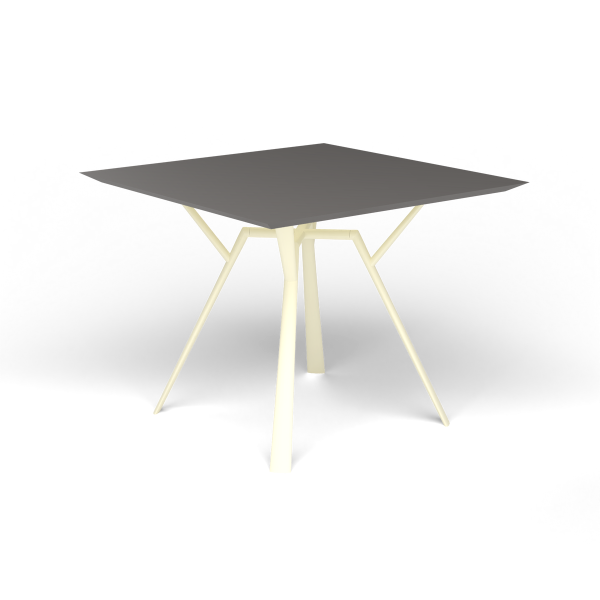Radice Quadra Vierkante Tafel, 90 × 90 × h 74 cm, Butter White, Aluminium speckled Anthracite