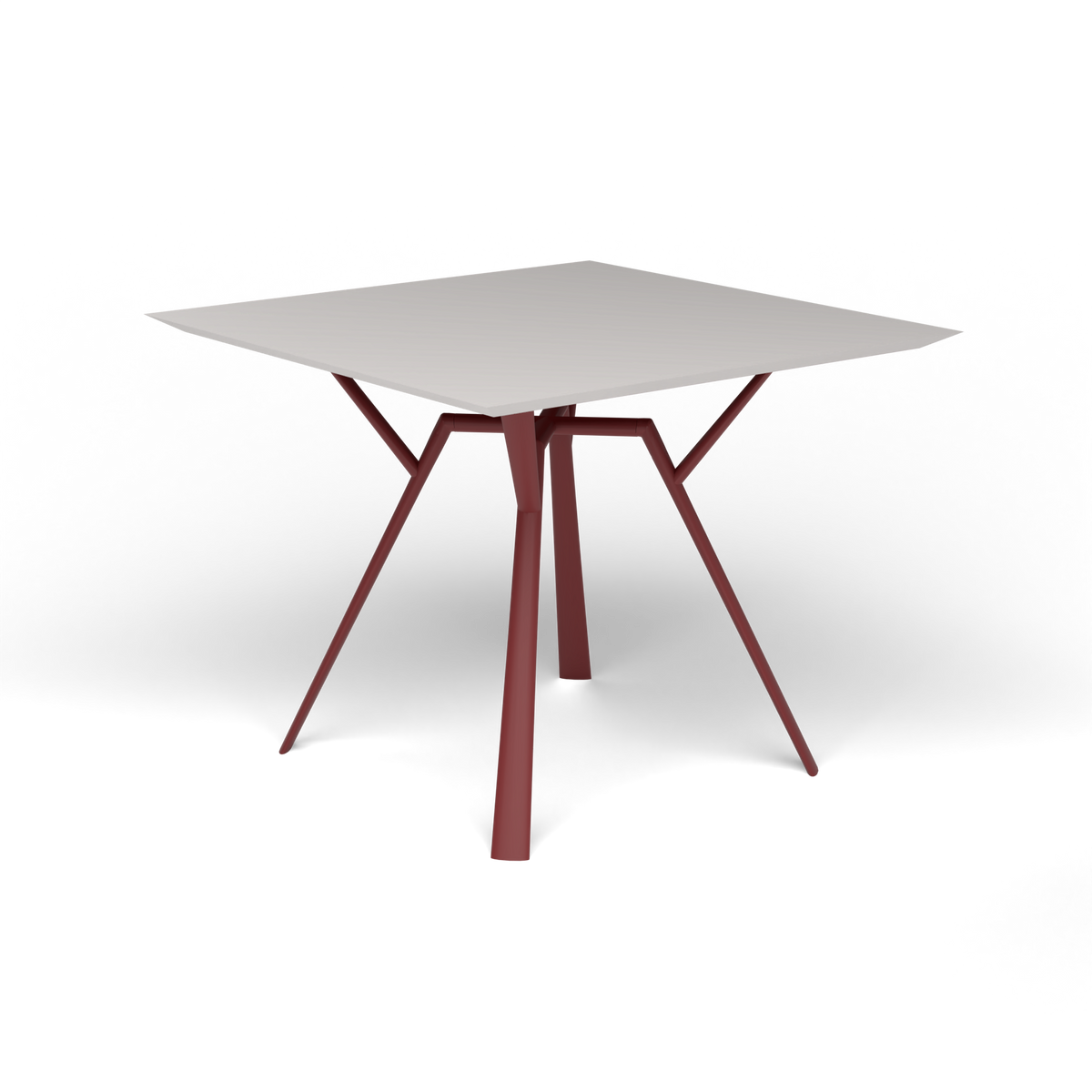 Radice Quadra Vierkante Tafel, 90 × 90 × h 74 cm, Autumn Red, Aluminium speckled Grey