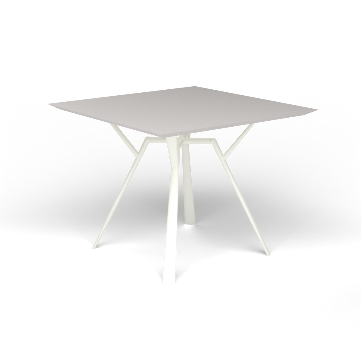 Radice Quadra Vierkante Tafel, 90 × 90 × h 74 cm, White, Aluminium speckled Grey