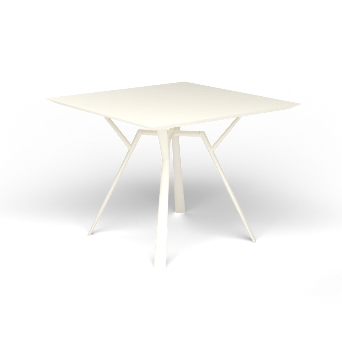 Radice Quadra Vierkante Tafel, 90 × 90 × h 74 cm, Antique White, Gelakt aluminium (volgt onderstelkleur)