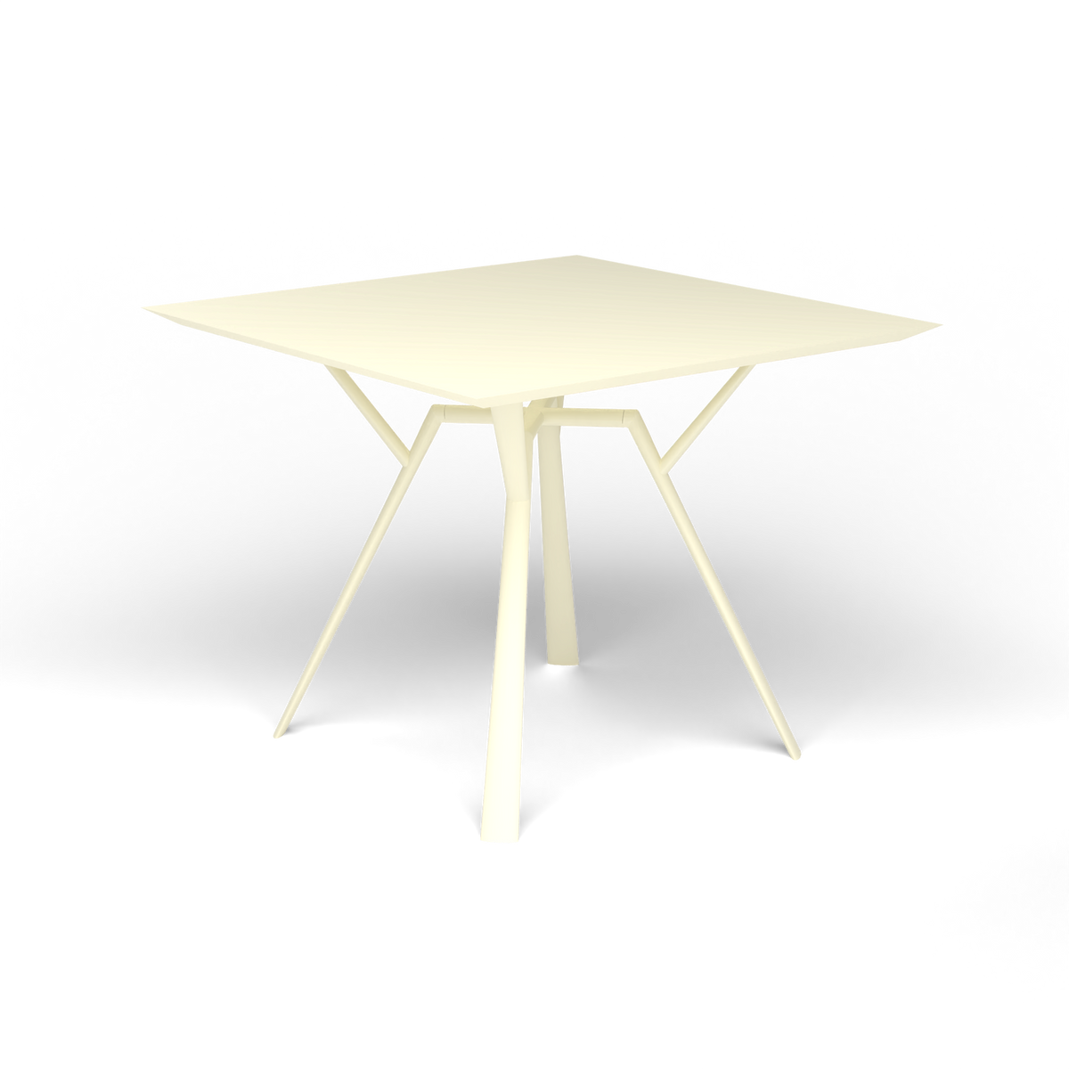 Radice Quadra Vierkante Tafel, 90 × 90 × h 74 cm, Butter White, Gelakt aluminium (volgt onderstelkleur)