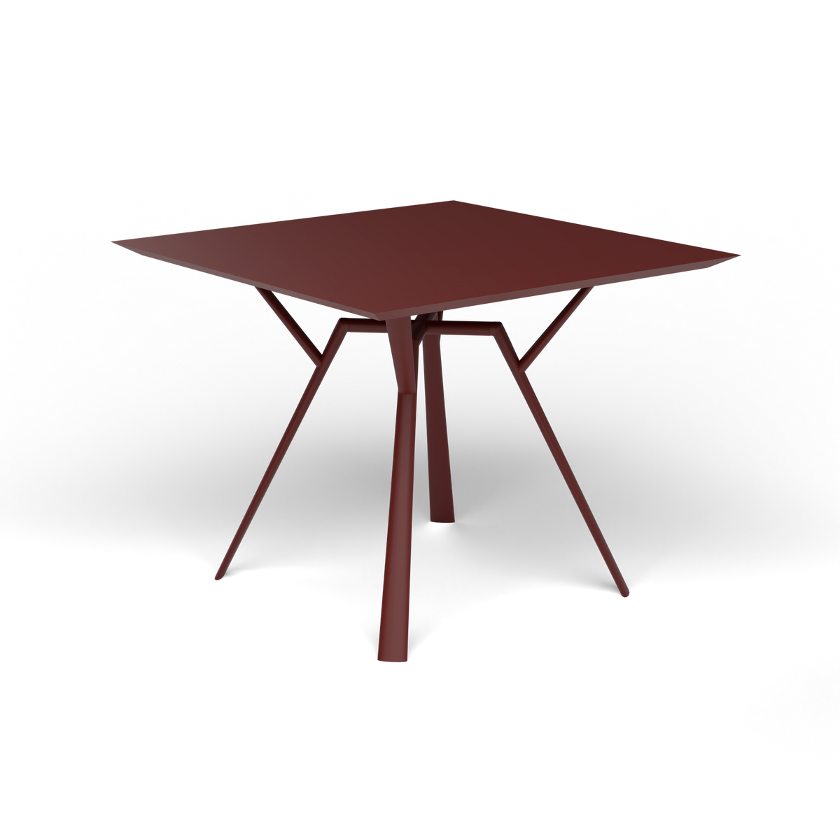 Radice Quadra Vierkante Tafel, 90 × 90 × h 74 cm, Chestnut Brown, Gelakt aluminium (volgt onderstelkleur)
