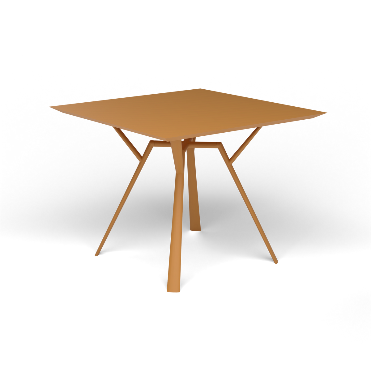 Radice Quadra Vierkante Tafel, 90 × 90 × h 74 cm, Mustard Yellow, Gelakt aluminium (volgt onderstelkleur)