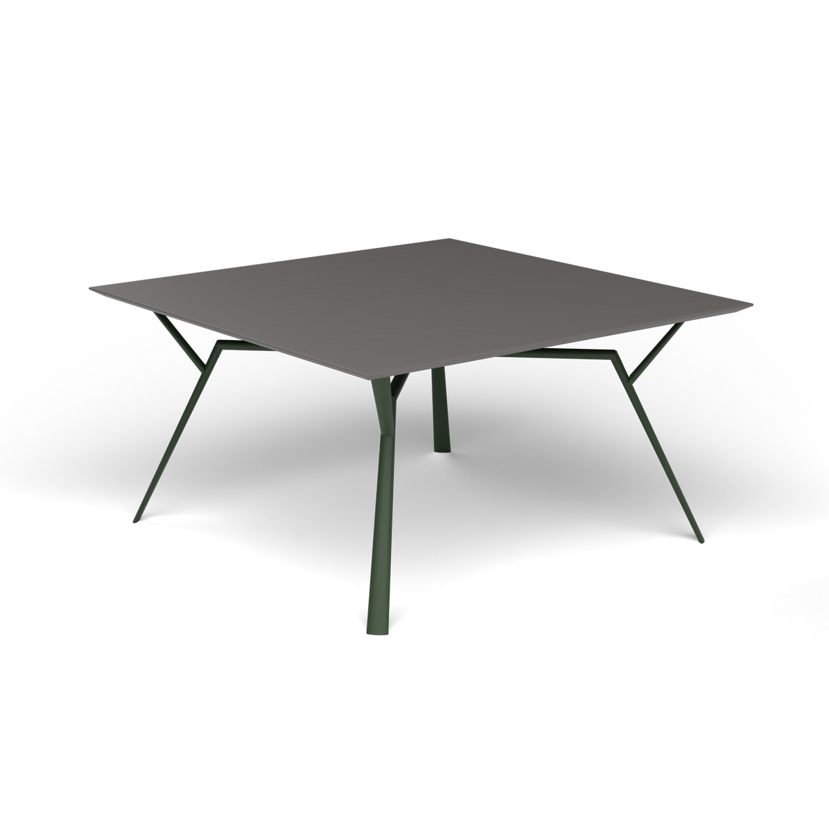 Radice Quadra Vierkante Tafel, 140 × 140 × h 74 cm, Bottle Green, Aluminium speckled Anthracite