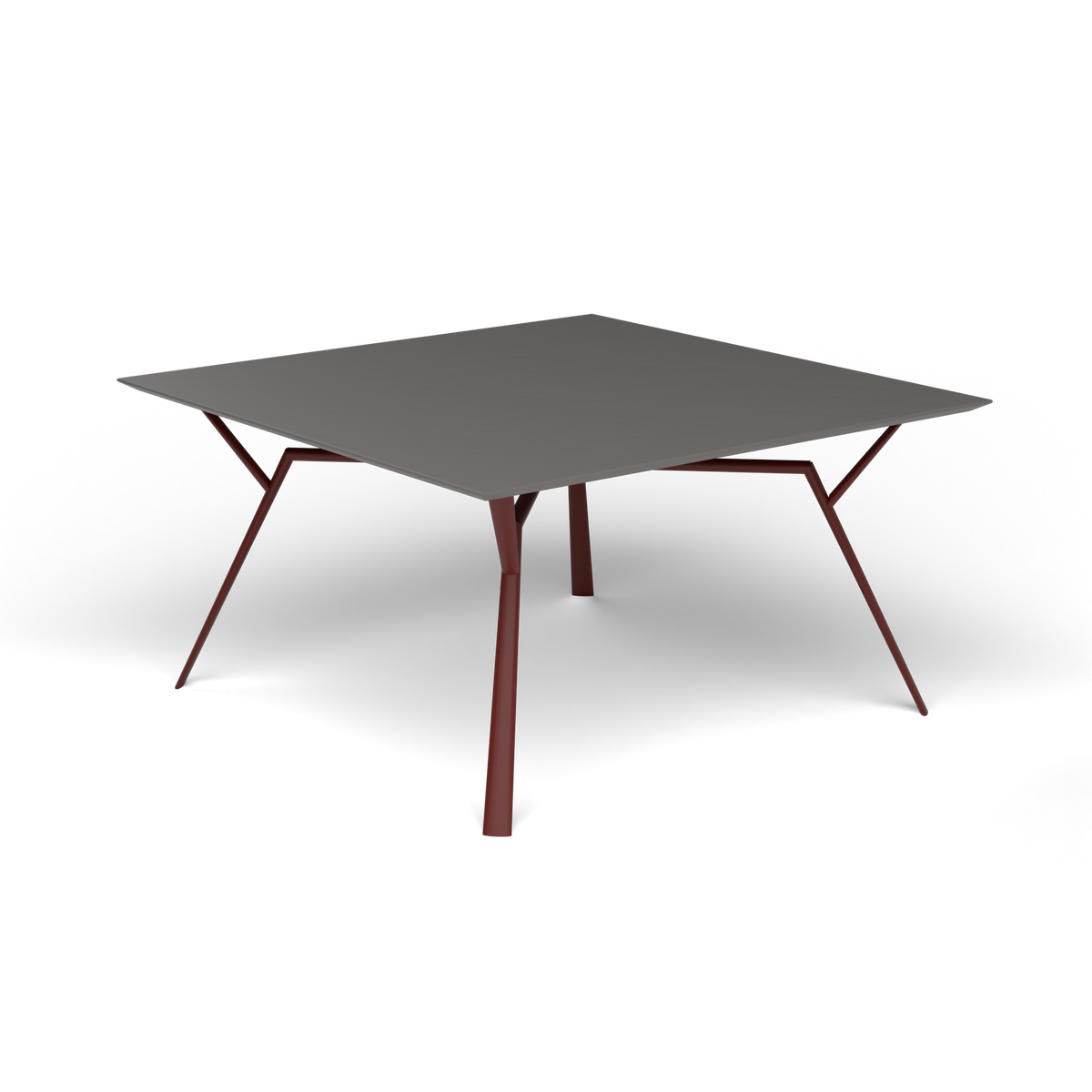 Radice Quadra Vierkante Tafel, 140 × 140 × h 74 cm, Chestnut Brown, Aluminium speckled Anthracite