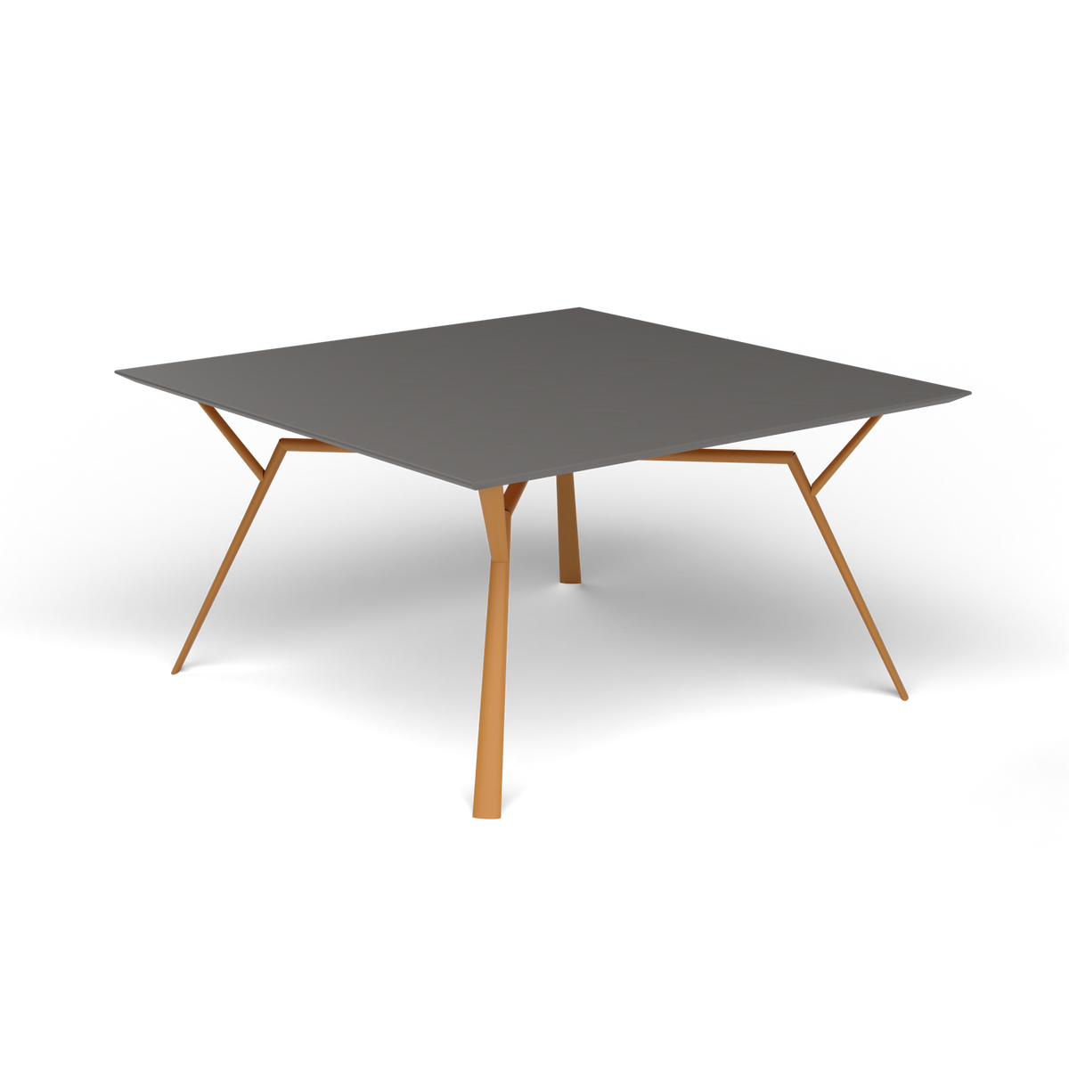 Radice Quadra Vierkante Tafel, 140 × 140 × h 74 cm, Mustard Yellow, Aluminium speckled Anthracite